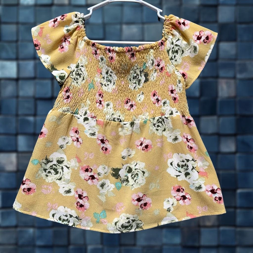 Vintage Monteau Blouse Short Sleeve Floral Off the Shoulder Yellow M Women Cap Sleeve Regular Size Medium Pink? Size M / US 6-8 / IT 42-44 - 1 Thumbnail