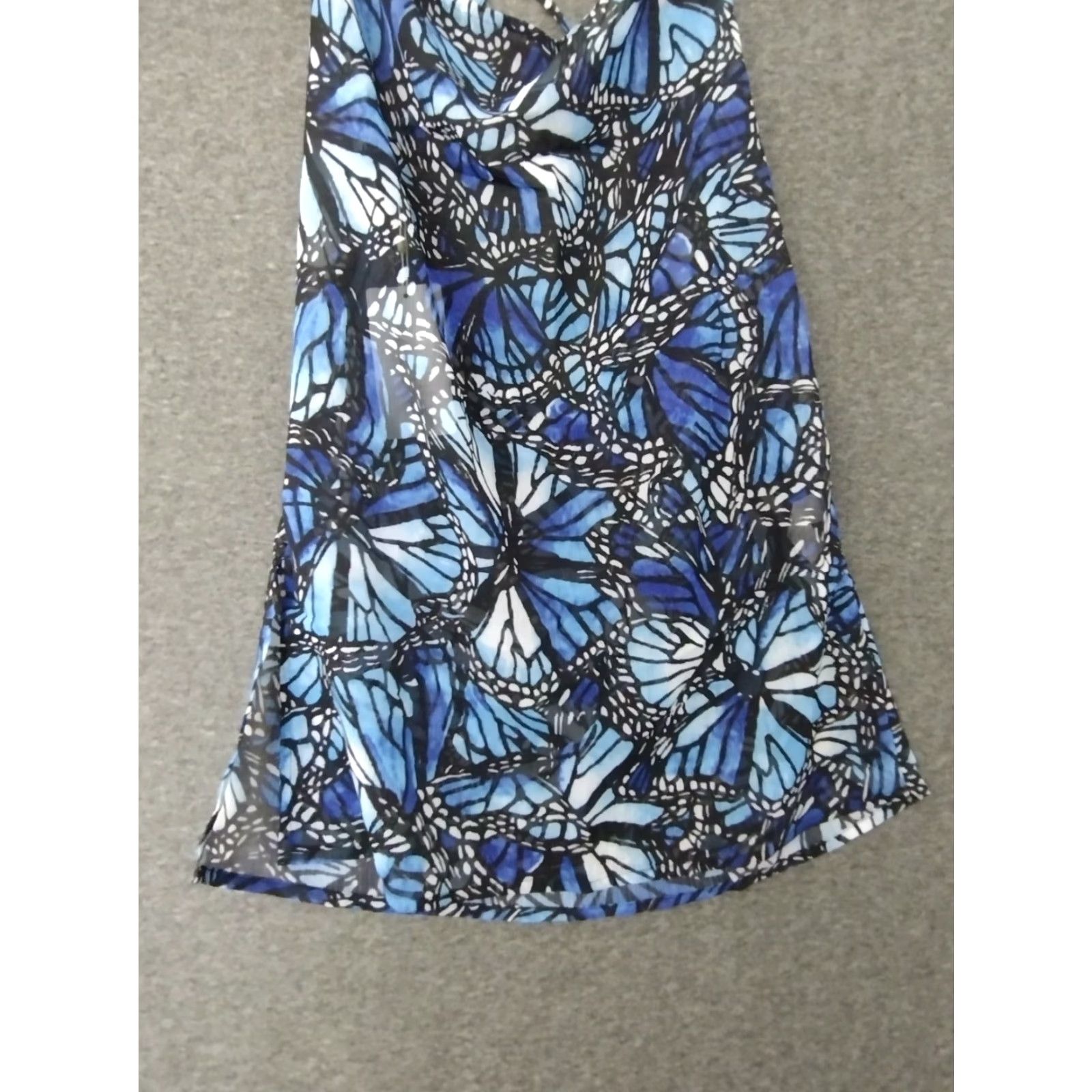Vintage Toluca Swim Dress Mini Sleeveless Cowl Neck Sheer Blue M Beach Casual Short Polyester Solid Women Size M / US 6-8 / IT 42-44 - 7 Thumbnail