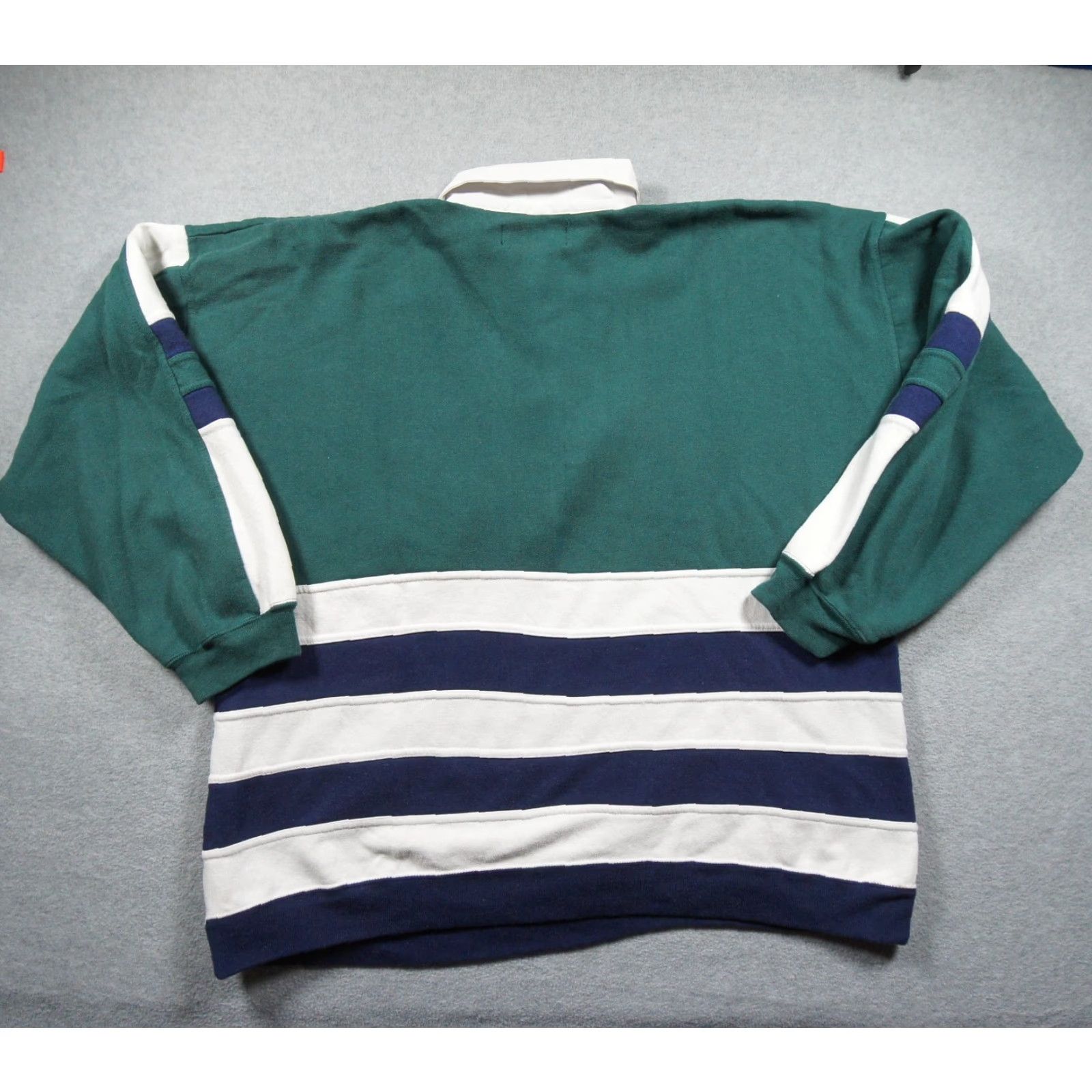 Vintage VINTAGE Sports Accent Sweatshirt Mens XL Green Striped Long Sleeve Rugby Pullover Shirt Size US XL / EU 56 / 4 - 5 Thumbnail