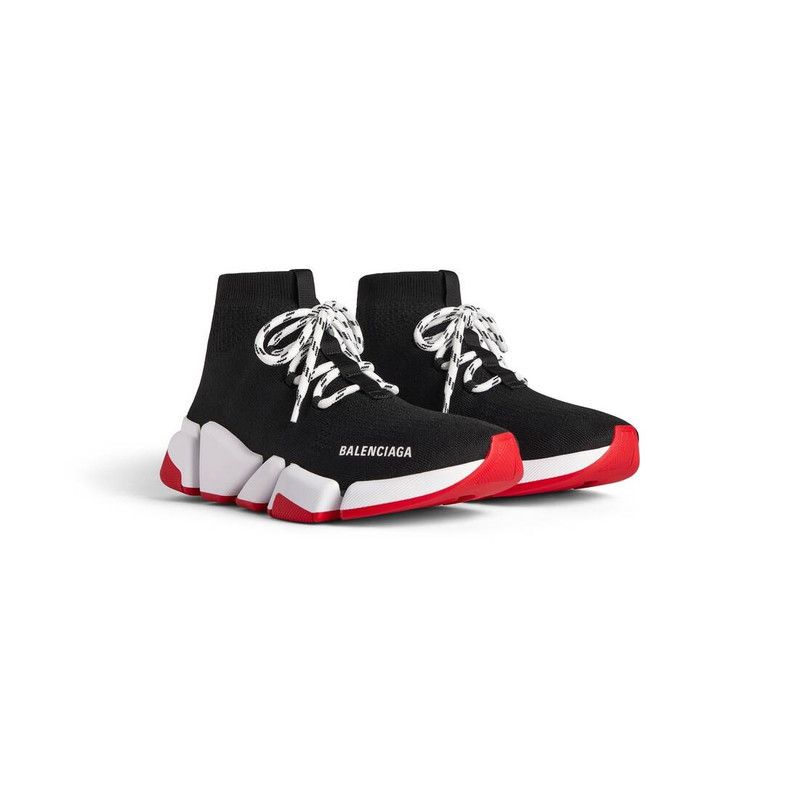 Balenciaga o1tr1nto0526 Speed 2.0 Lace-Up Recycled Knit Sneakers Black Size US 8 / EU 41 - 2 Thumbnail