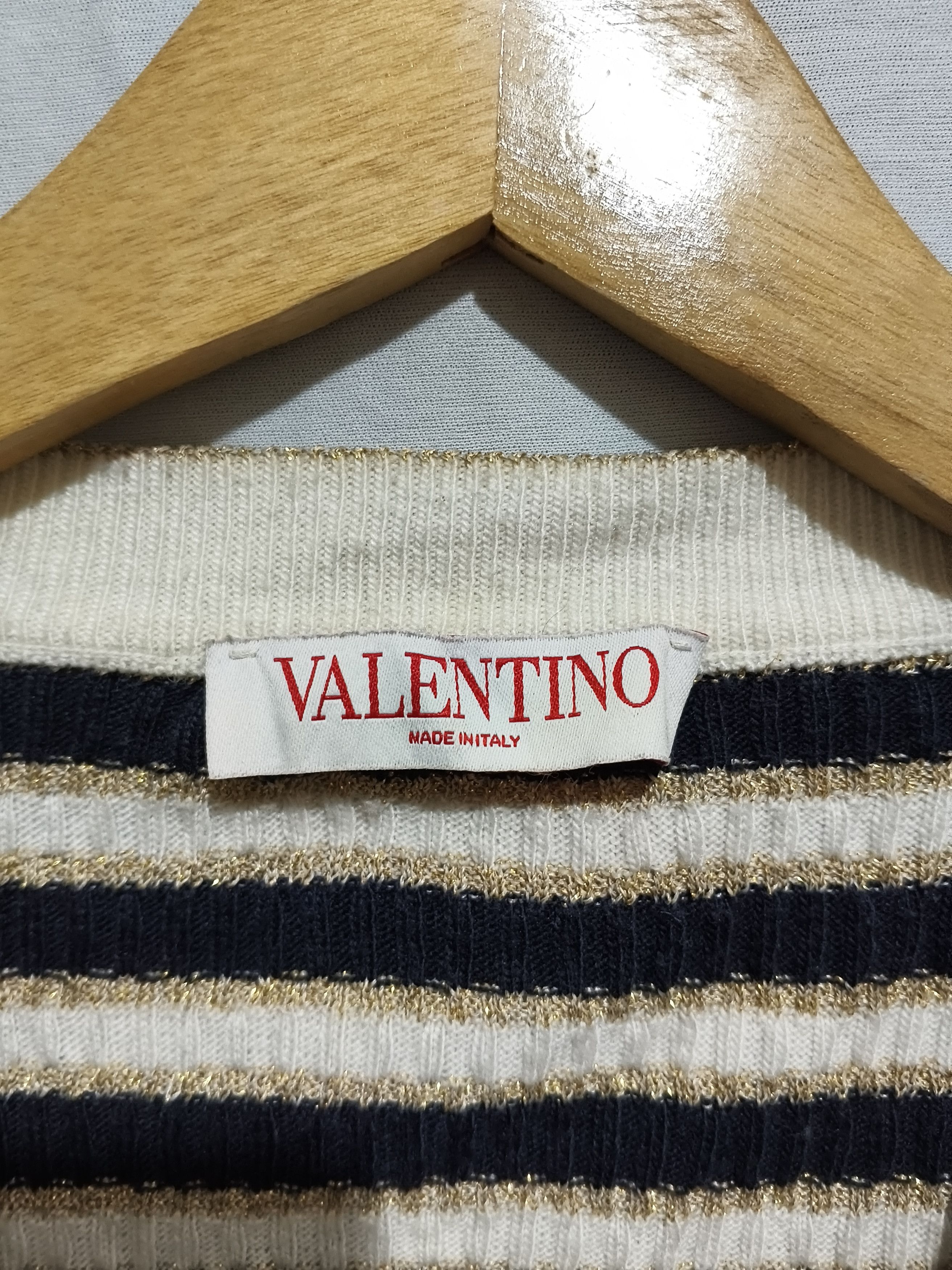 Valentino 🔥Valentino Navy,Cream & Gold Lurex Striped Cropped Cardigan Size M / US 6-8 / IT 42-44 - 11 Thumbnail