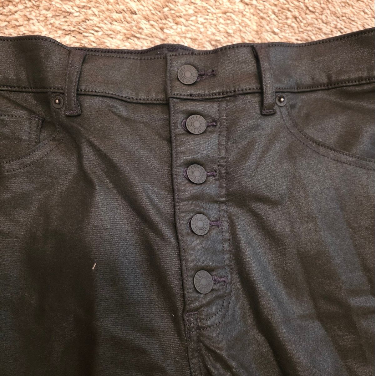 Express Express Black Shiny Skinny High Rise Pants - 14R Size 36" / US 14 / IT 50 - 3 Thumbnail