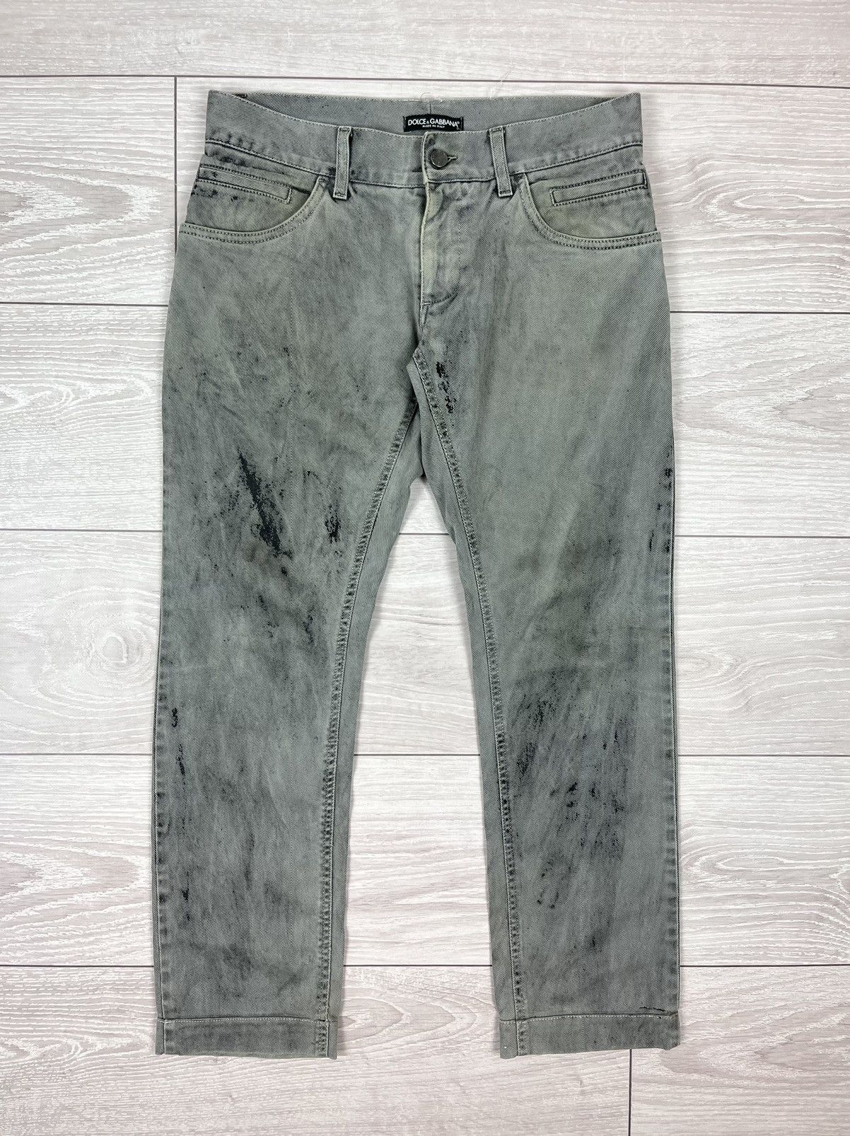 Dolce Gabbana Vintage Avante Garde Painted Denim Pants