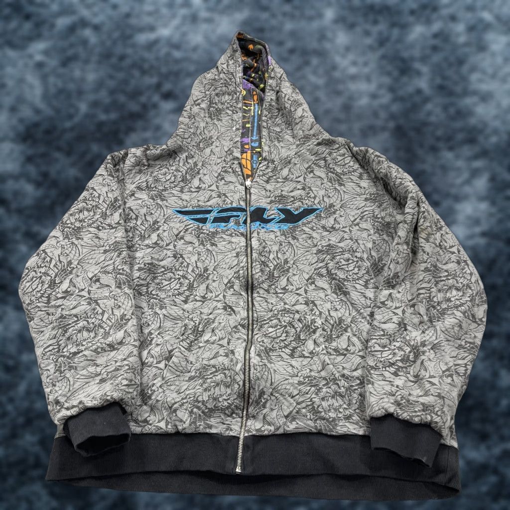 Vintage VINTAGE Fly Racing Hoodie Mens Large Reversible AOP Pinkman Grunge Full Zip Zip Y2K Moto Graphics Geometric Pattern Winter Fall Size US L / EU 52-54 / 3 - 1 Thumbnail