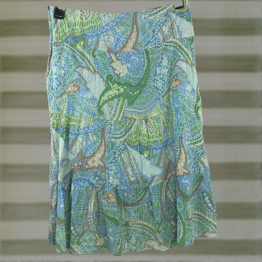 Nine West Vintage Nine west Below Knee Skirt 10 Blue Floral 30"W Cottage Boho Peasant Size 32" / US 10 / IT 46 - 1 Thumbnail