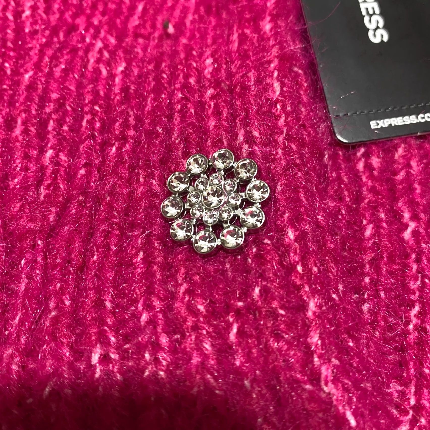 Express **Womens Pink Large Fuzzy Knit Embellished Express Sweater** User: **Womens Large Pink Fuzzy Knit Embellished Express Sweater** Size L / US 10 / IT 46 - 4 Thumbnail