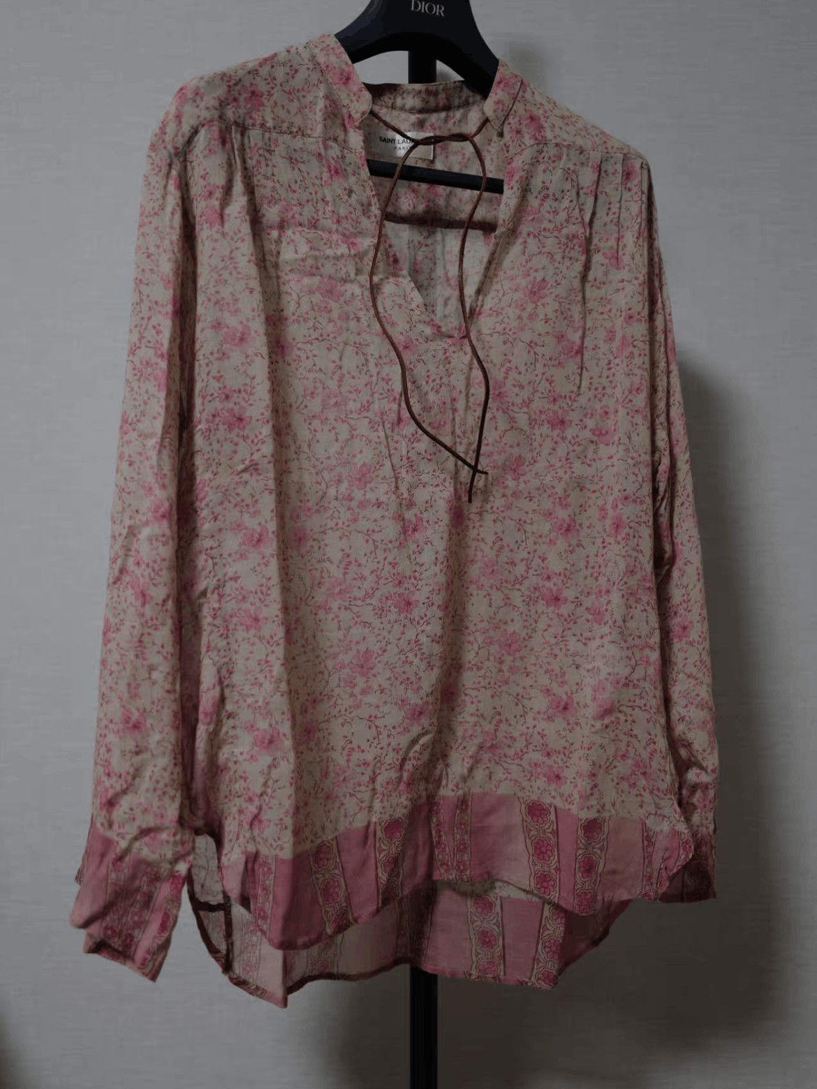 Saint Laurent Paris Sz 39 Saint Laurent Paris 15SS Flower Print Stripe Shirt Size US M / EU 48-50 / 2 - 1 Thumbnail