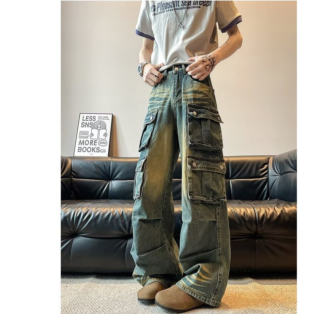 Japanese Brand × Vintage Vintage washed multi-pocket jeans men's loose wide-leg pants Size US 32 / EU 48 - 1 Thumbnail