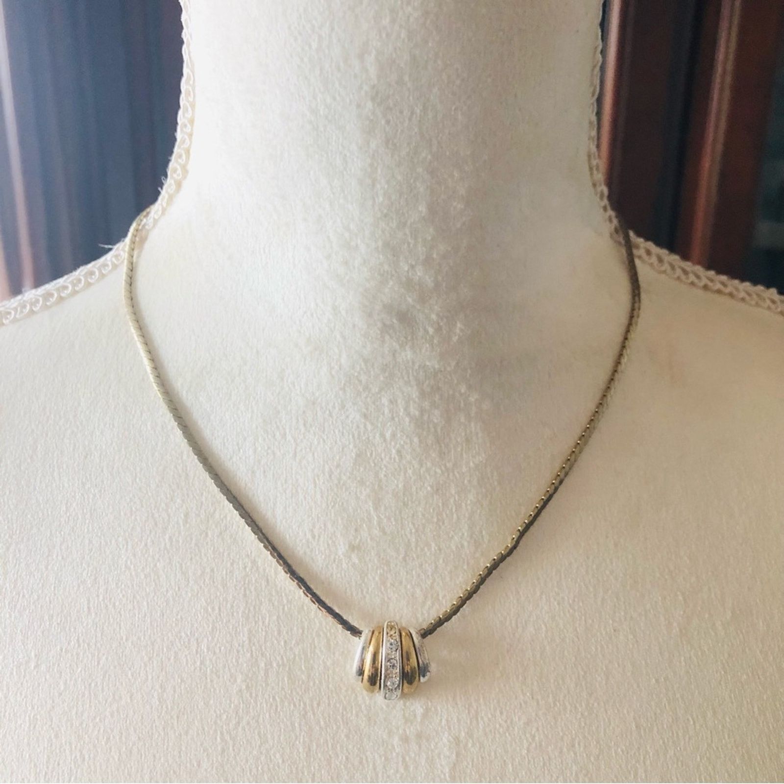 Vintage Vintage gold and silver tone stone accent necklace Size ONE SIZE - 3 Thumbnail