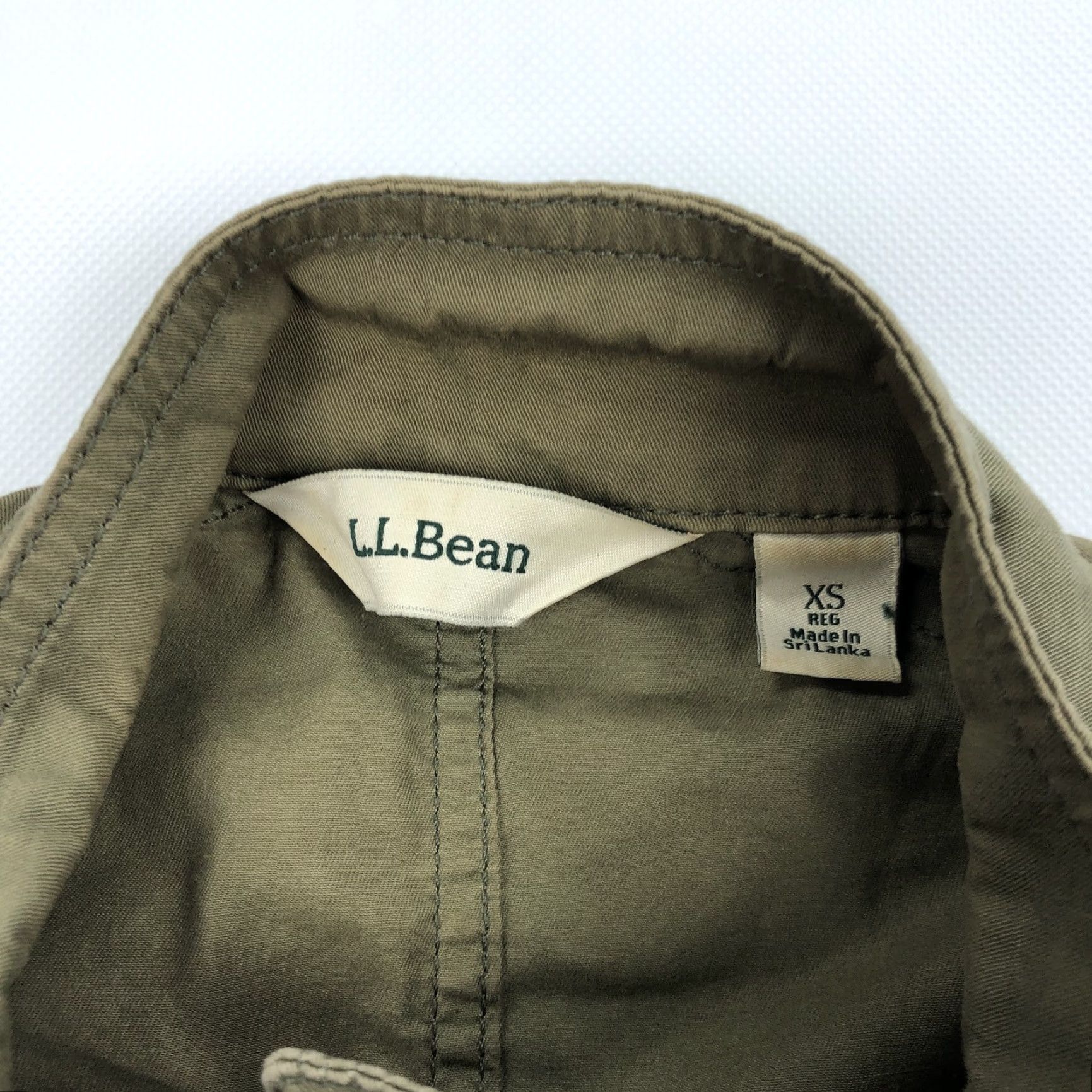 Vintage L.L.Bean Women's XS Regular Olive Green Cotton Blend Utility Safari Jacket Size XS / US 0-2 / IT 36-38 - 2 Thumbnail
