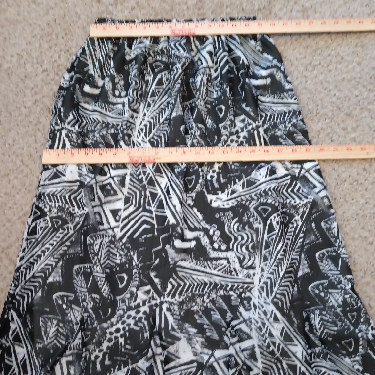 Vintage BonWorth Skirt Long Maxi Gray Geometric Pull On Lined Polyester Small Size 28" / US 6 / IT 42 - 2 Thumbnail