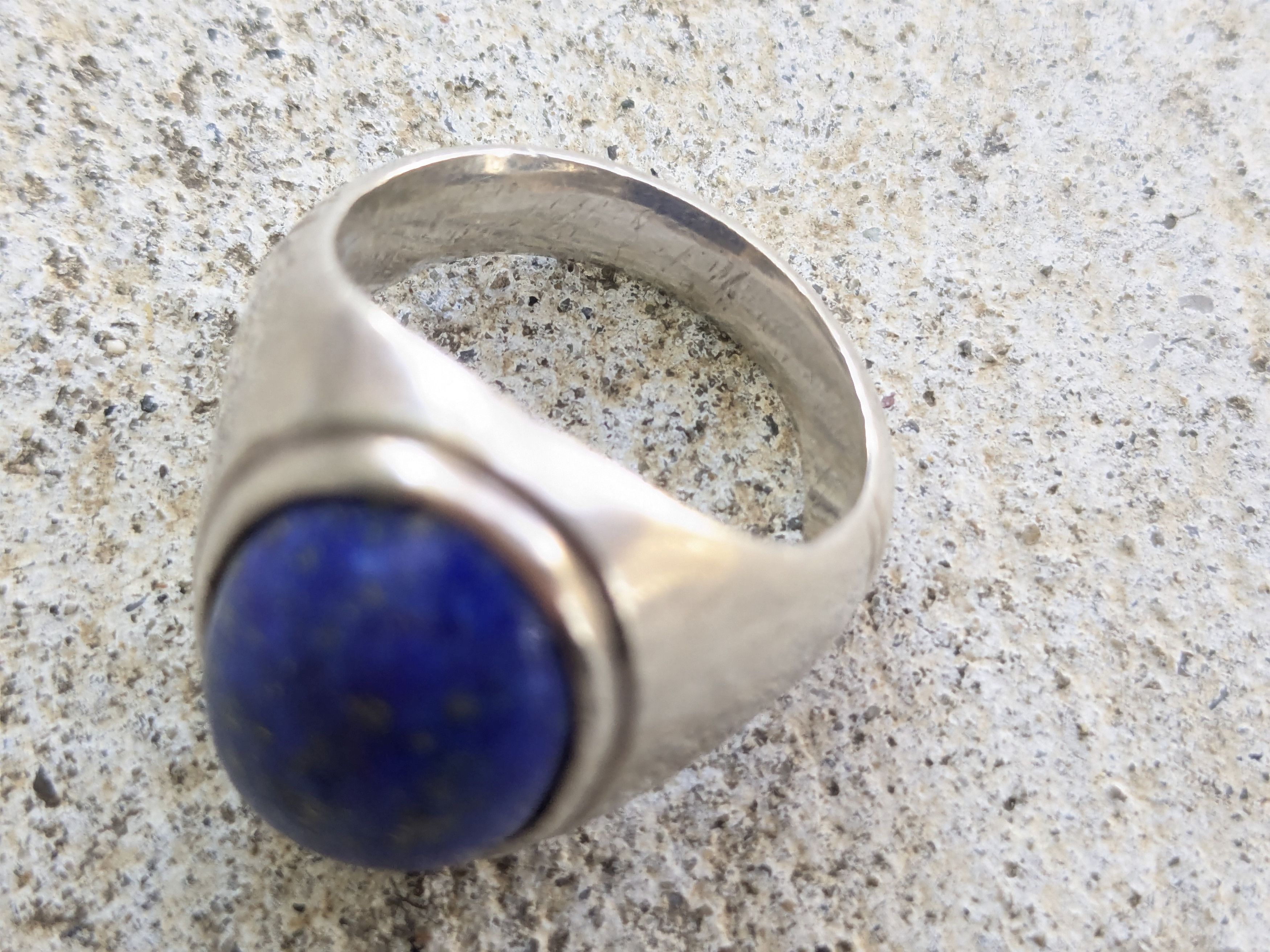 Jewelry Vintage Sterling Silver Ring Blue Lapis Lazuli Oval Cabochon Size ONE SIZE - 6 Thumbnail