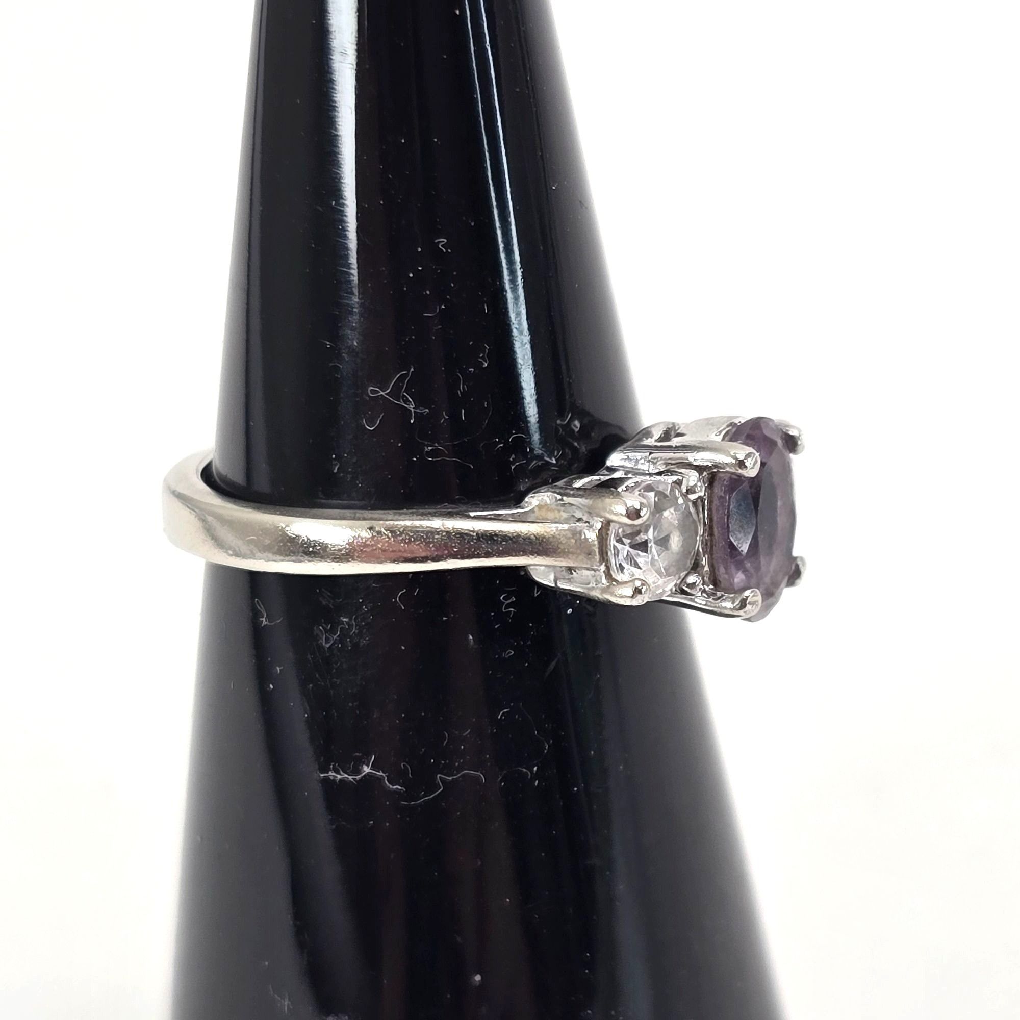 Other Amethyst & White Topaz Sterling Silver Ring Size 5.75 Elegan Size ONE SIZE - 14 Thumbnail