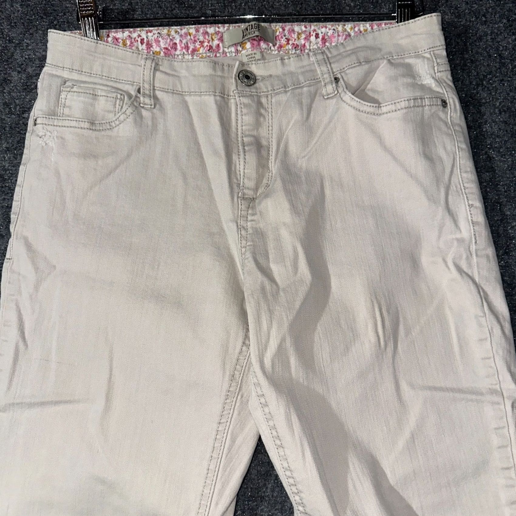 Vintage Vintage America Jeans Womens Beige Cotton Stretch Ankle Size 6 Size 28" / US 6 / IT 42 - 3 Thumbnail
