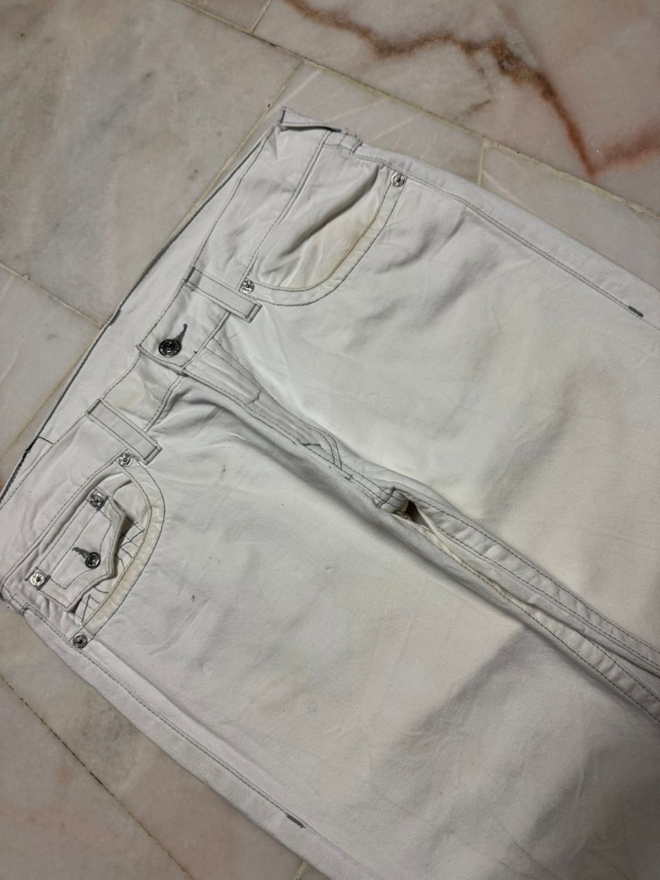 True Religion 💥BigSize💥Y2K True Religion Straight Sick Thrashed White Jean Size US 38 / EU 54 - 14 Thumbnail