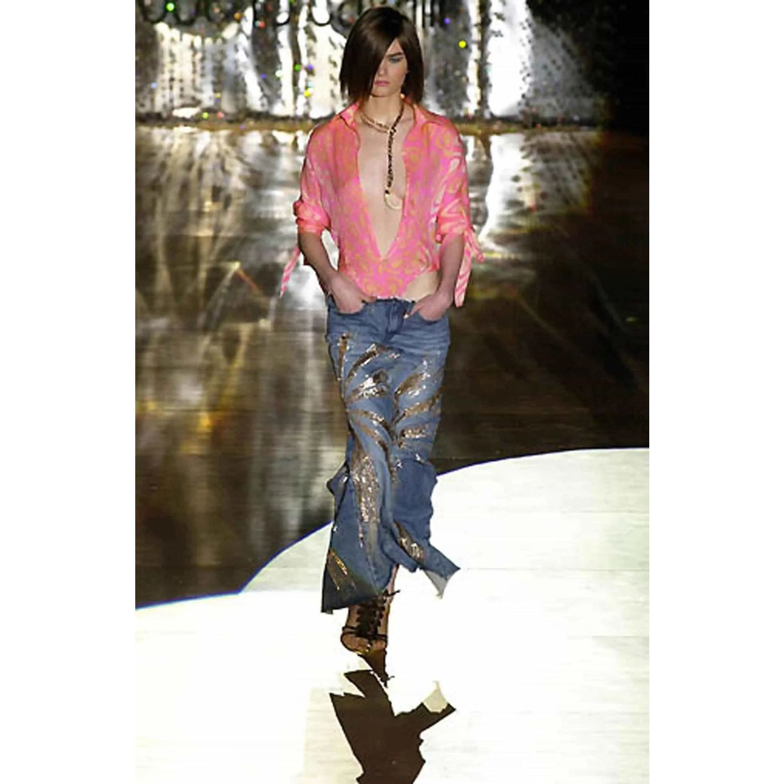 Roberto Cavalli S/S2001 Roberto Cavalli runway long skirt with gold details Size 28" / US 6 / IT 42 - 1 Thumbnail