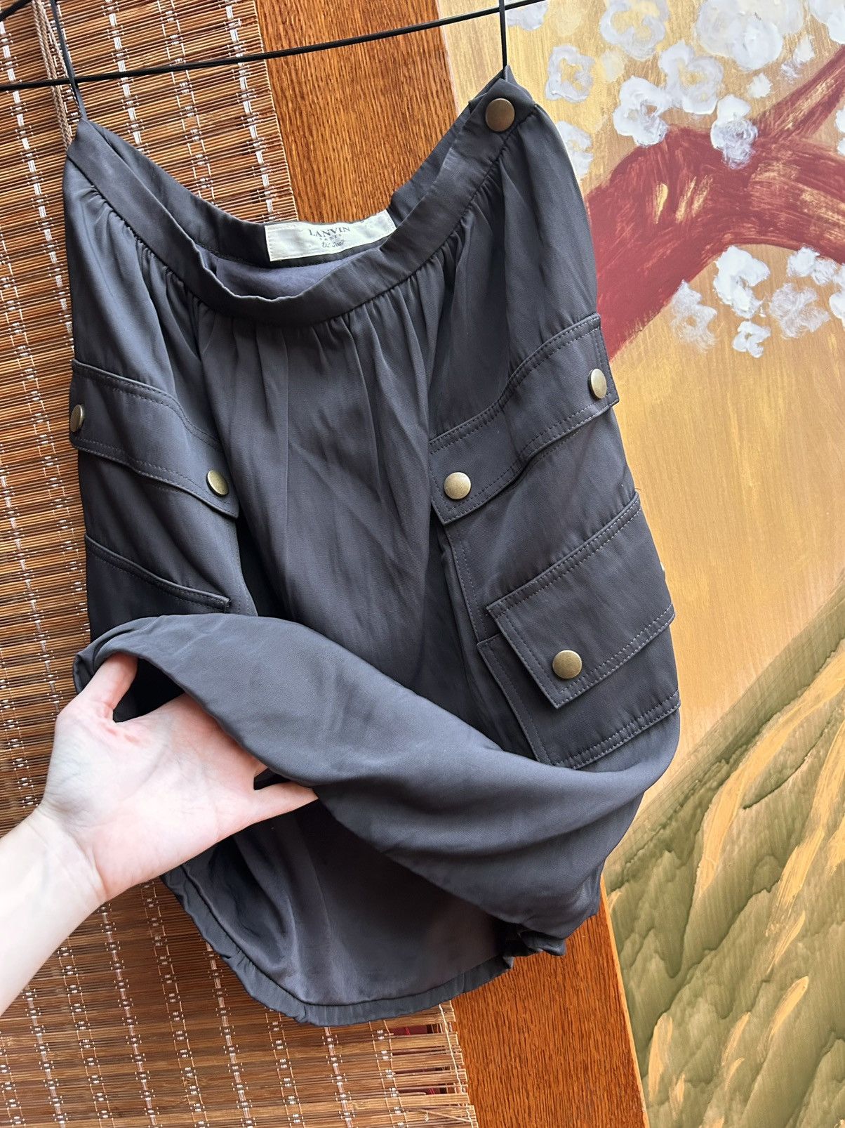 Lanvin × Vintage Lanvin Paris Eté 2007 Silk Front Snap Pocket Detail Skirt Size 27" / US 4 / IT 40 - 4 Thumbnail