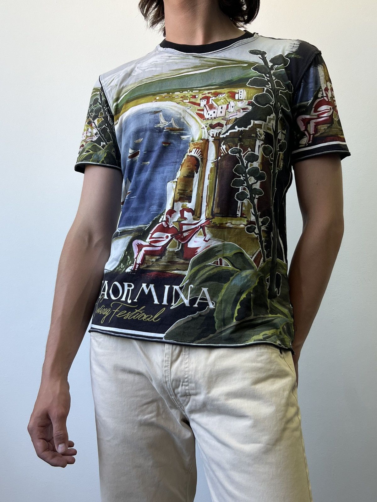 Dolce & Gabbana AW17 Dolce Gabbana overprinted Taormina postcard T shirt Size US M / EU 48-50 / 2 - 1 Thumbnail