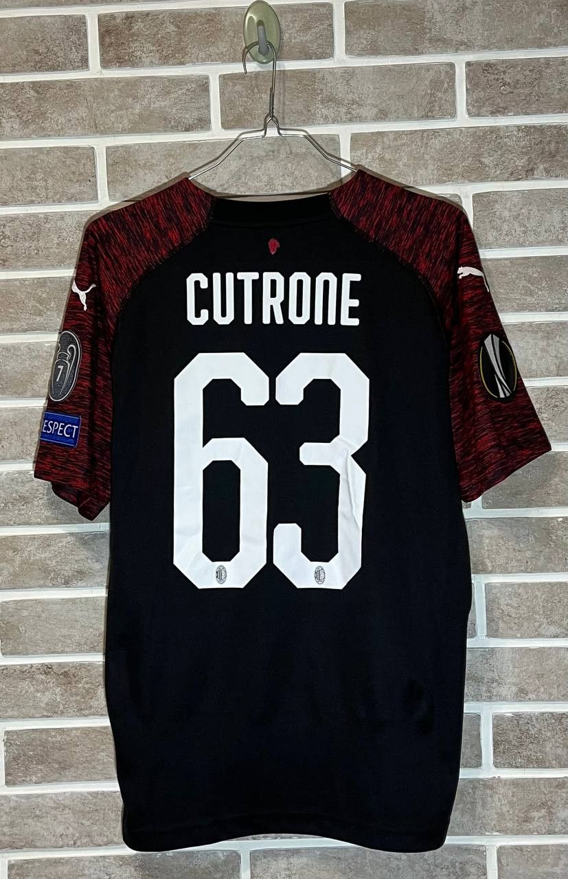 image of Puma x Soccer Jersey Ac Milan Football Shirt 2018/2019 Europa League Cutrone 63 in Black (Size Smal