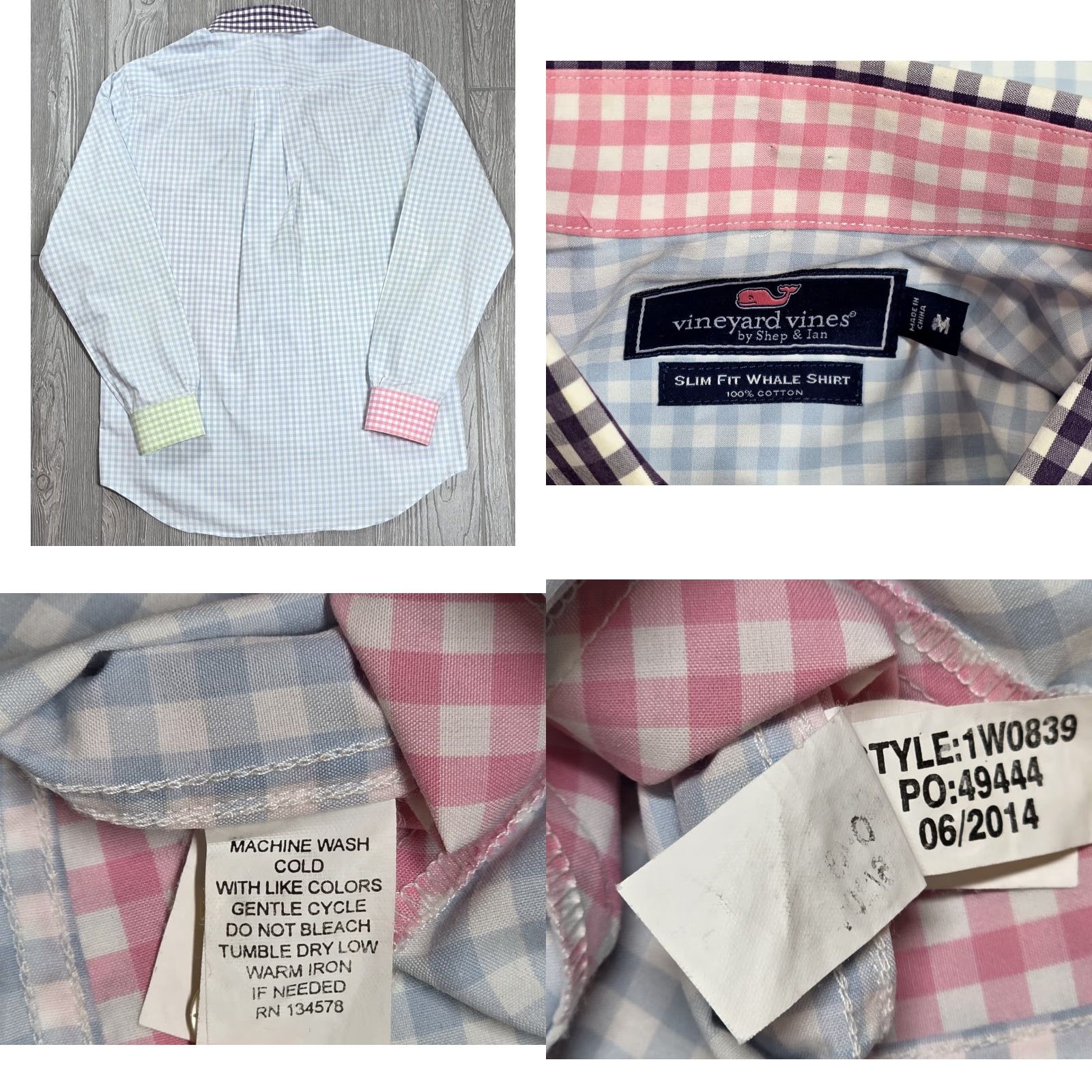 Vineyard Vines Vineyard Vines Mens M Gingham Check Slim Fit Whale Shirt Colorful Colorblock Size US M / EU 48-50 / 2 - 8 Thumbnail