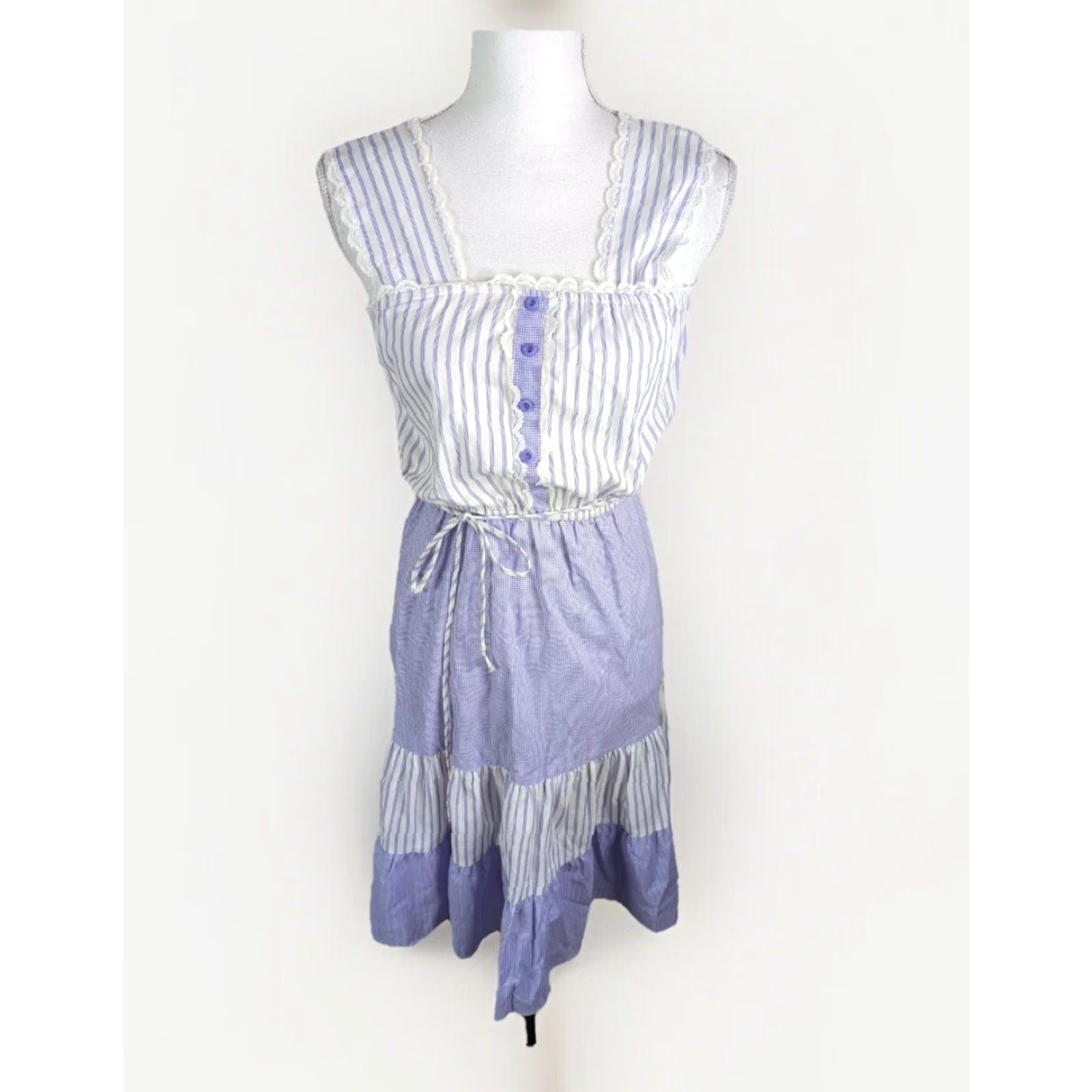 Vintage VINTAGE Cottage Core Sleeveless Midi Tank Sun Dress Prairie Women's Small D1S Size S / US 4 / IT 40 - 3 Thumbnail