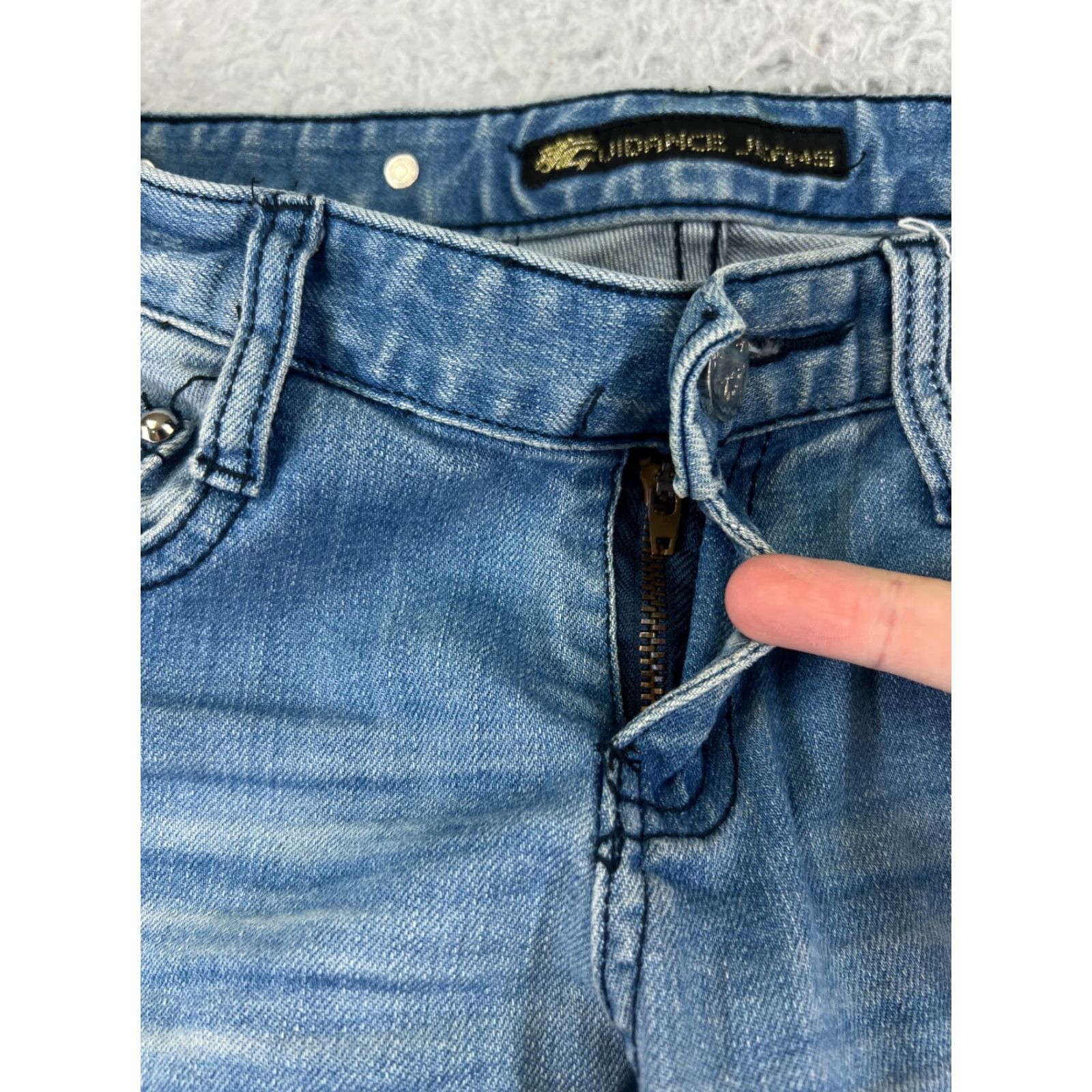 Denime Guidance Jeans Womens 26 Blue Denim Flared Distressed Embellished 26x28 Jeans Womens Regular blue Flared Distressed City Jeans Womens Size 26" / US 2 / IT 38 - 5 Thumbnail