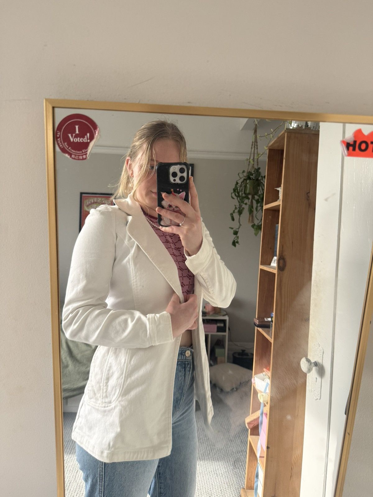 Martine Sitbon French 00s vintage Martine Sitbon designer white denim coat Size S / US 4 / IT 40 - 4 Thumbnail