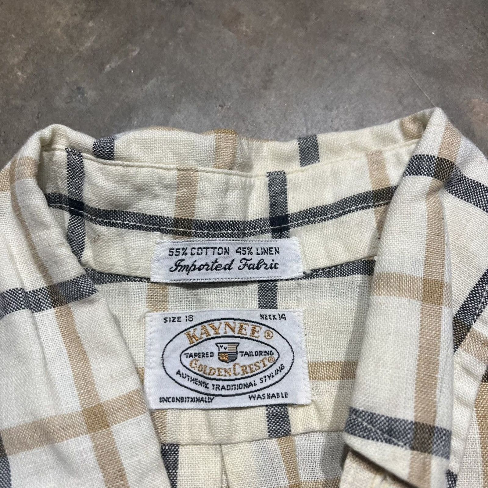 Vintage Vintage 60s Kaynee Cream Plaid Linen Button Up Shirt Size M / US 6-8 / IT 42-44 - 4 Thumbnail