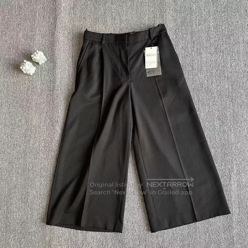Alexander McQueen Alexander Mcqueen Black wide-leg 9-point trousers Size 25" / US 0 / IT 36 - 1 Thumbnail