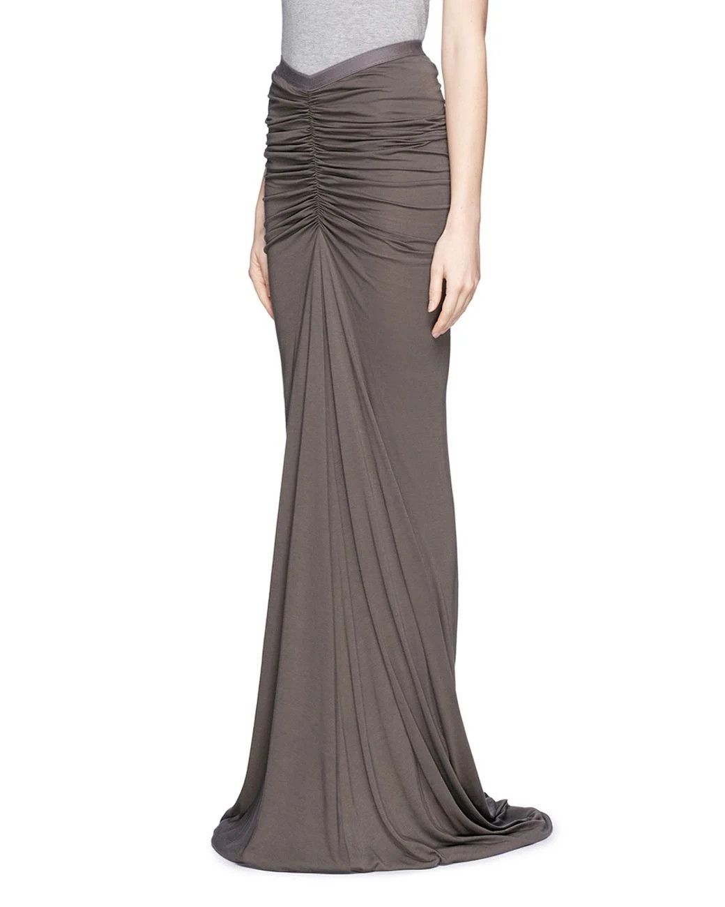 Rick Owens Rick Owens Lilies Ruche Jersey Maxi Skirt in Dark Dust Size 27" / US 4 / IT 40 - 2 Thumbnail