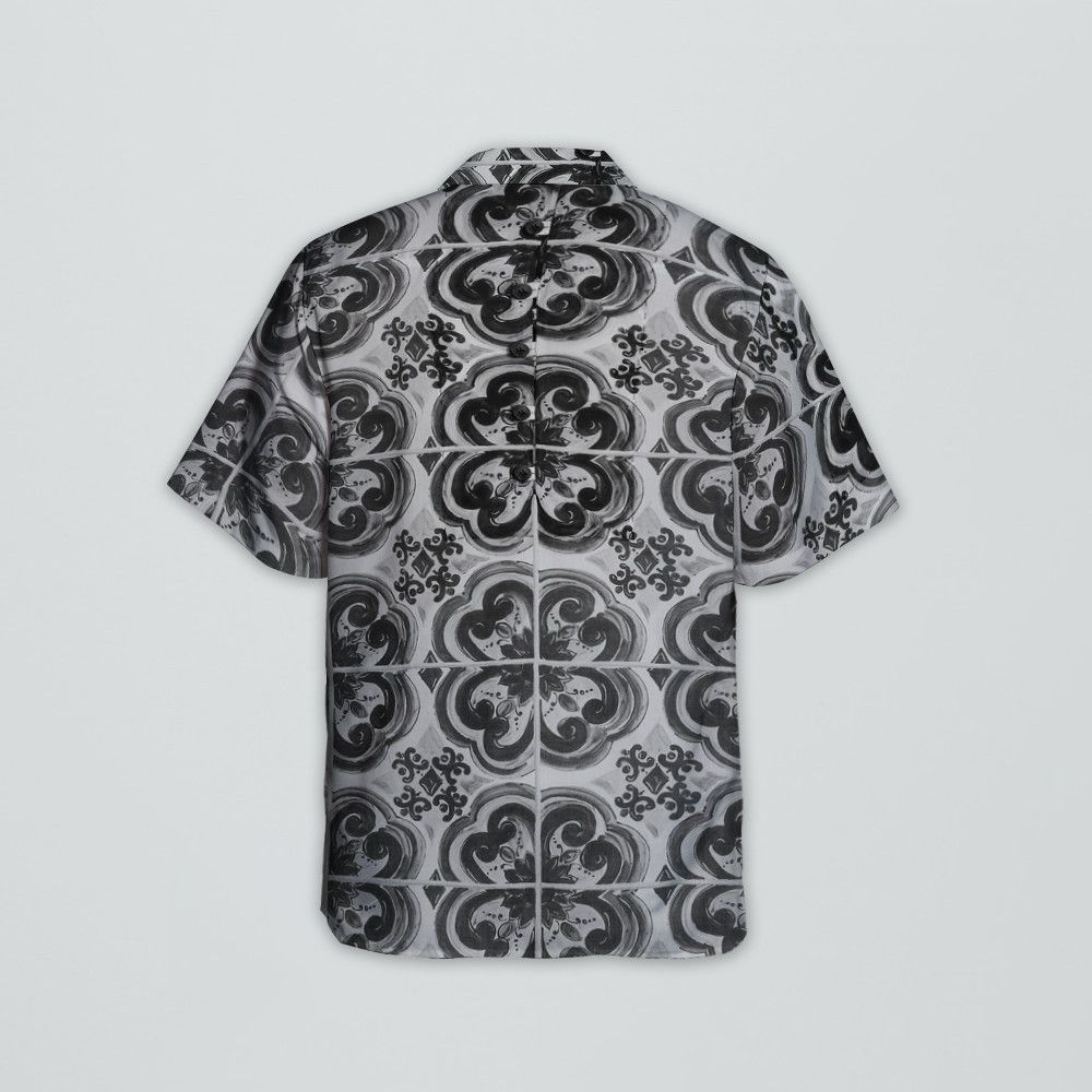 Designer Majolica-Print Cotton Mandarin Shirt Size US L / EU 52-54 / 3 - 4 Thumbnail