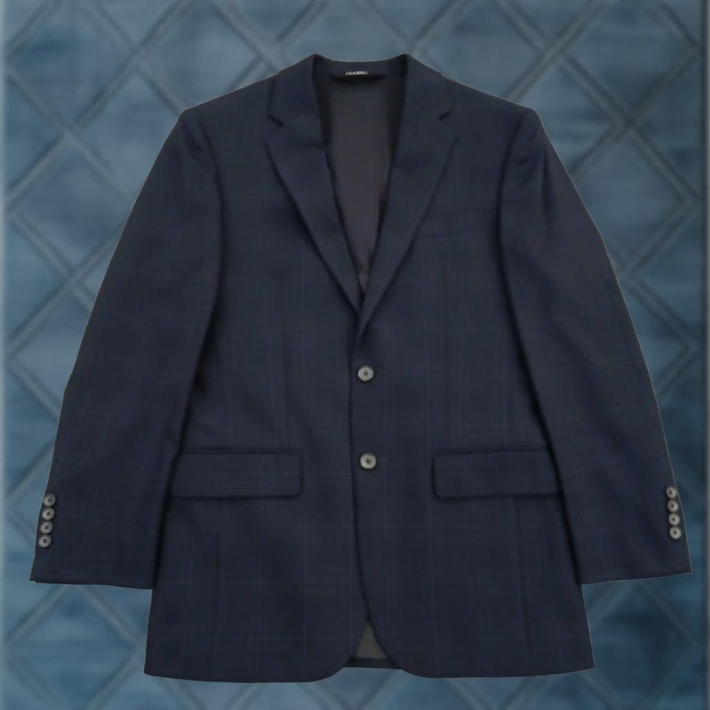 Jos. A. Bank Jos A Bank Mens Blazer Slim Fit Blue Plaid Wool Blend Travel Canvas 37 Size 36R - 1 Thumbnail