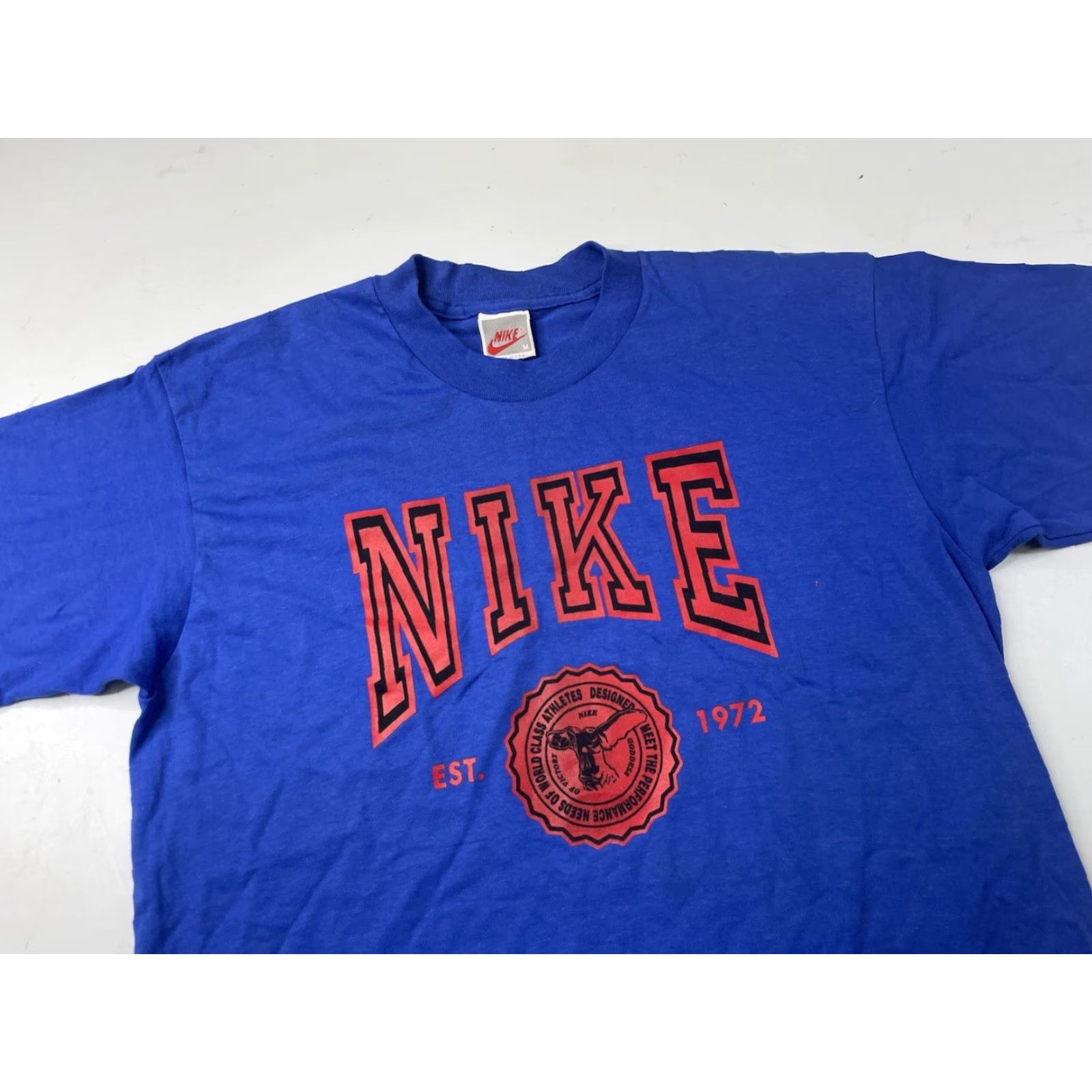 Nike VINTAGE Nike T-Shirt Blue Mens Short Sleeve Round Neck 90s Collegiate Medium USA Made Nike Logo Stitch Size US M / EU 48-50 / 2 - 2 Thumbnail