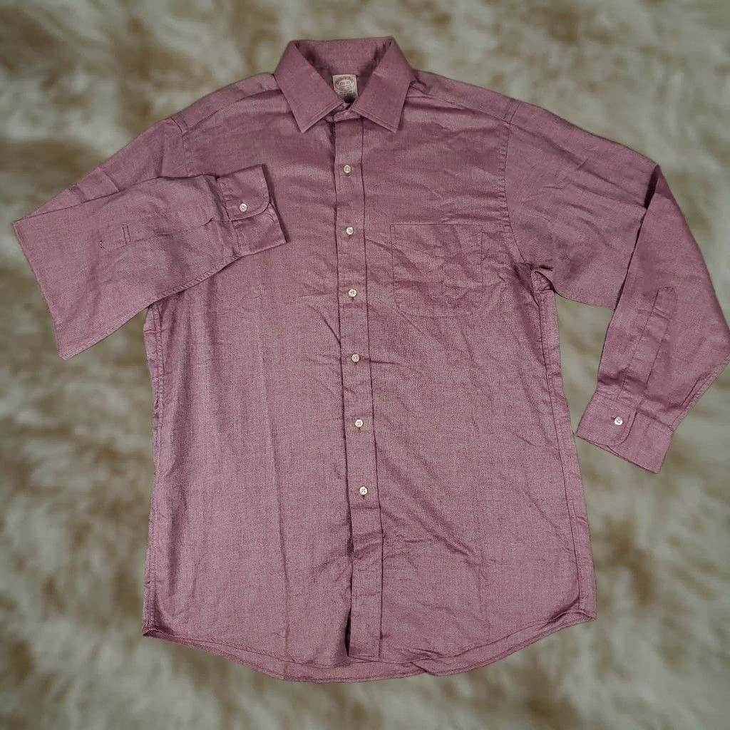 Brooks Brothers Brooks Brothers Shirt Mens 15.5 Purple Dress Button Up Long Sleeve Plaid Casual Formal Regular Classic Mens Size 42R - 1 Thumbnail
