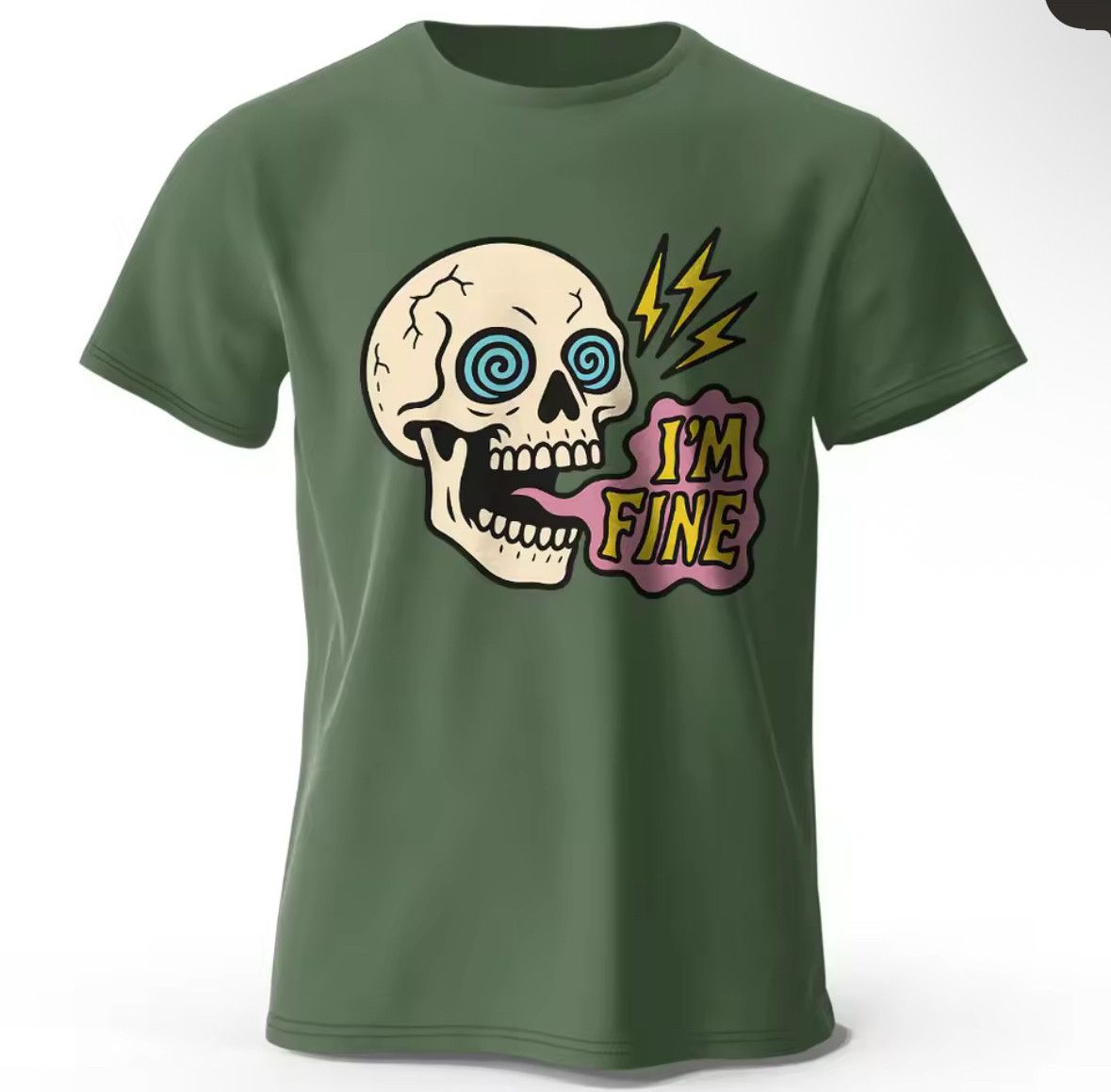 Other Streetwear Fashion Army Green Soft T-Shirt Punk Graphic Tees Size US S / EU 44-46 / 1 - 1 Thumbnail