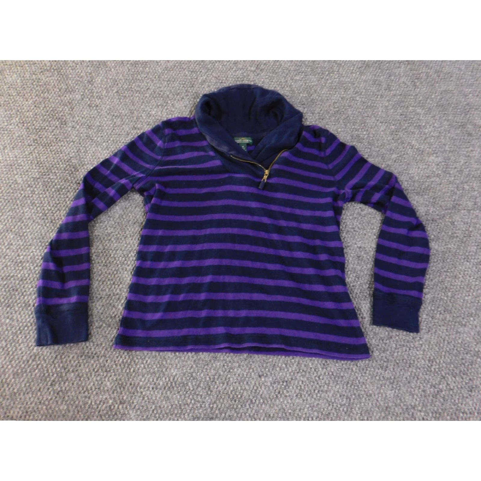 Ralph Lauren Lauren Ralph Lauren Sweater Womens Medium Navy Purple Stripe Cowl Quarter Zip Pullover Knit Zipper Long Sleeve Size M / US 6-8 / IT 42-44 - 2 Thumbnail