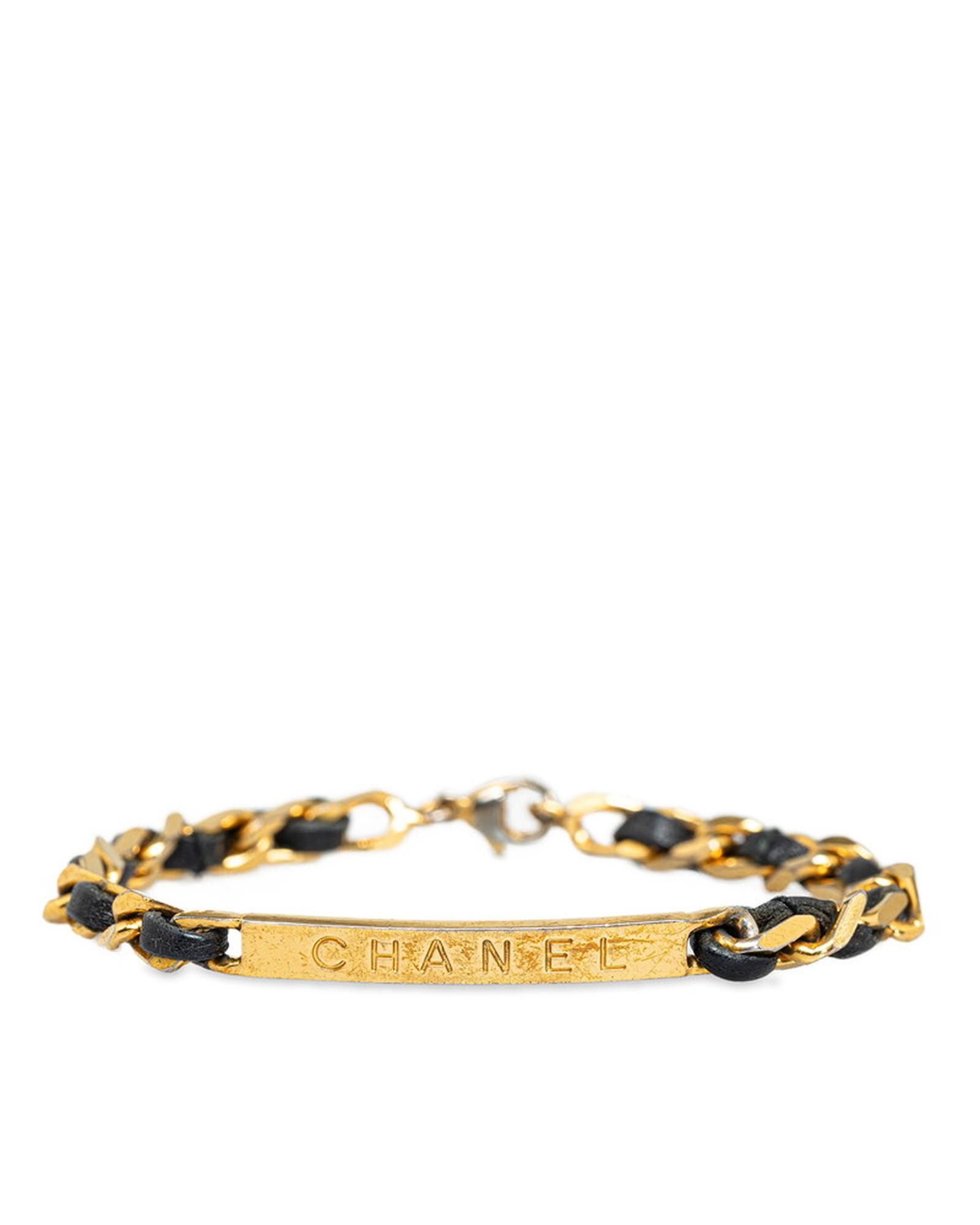 image of Chanel Gold Chain Logo Bracelet - Ab Condition - 19-4.5-17.3, Women's