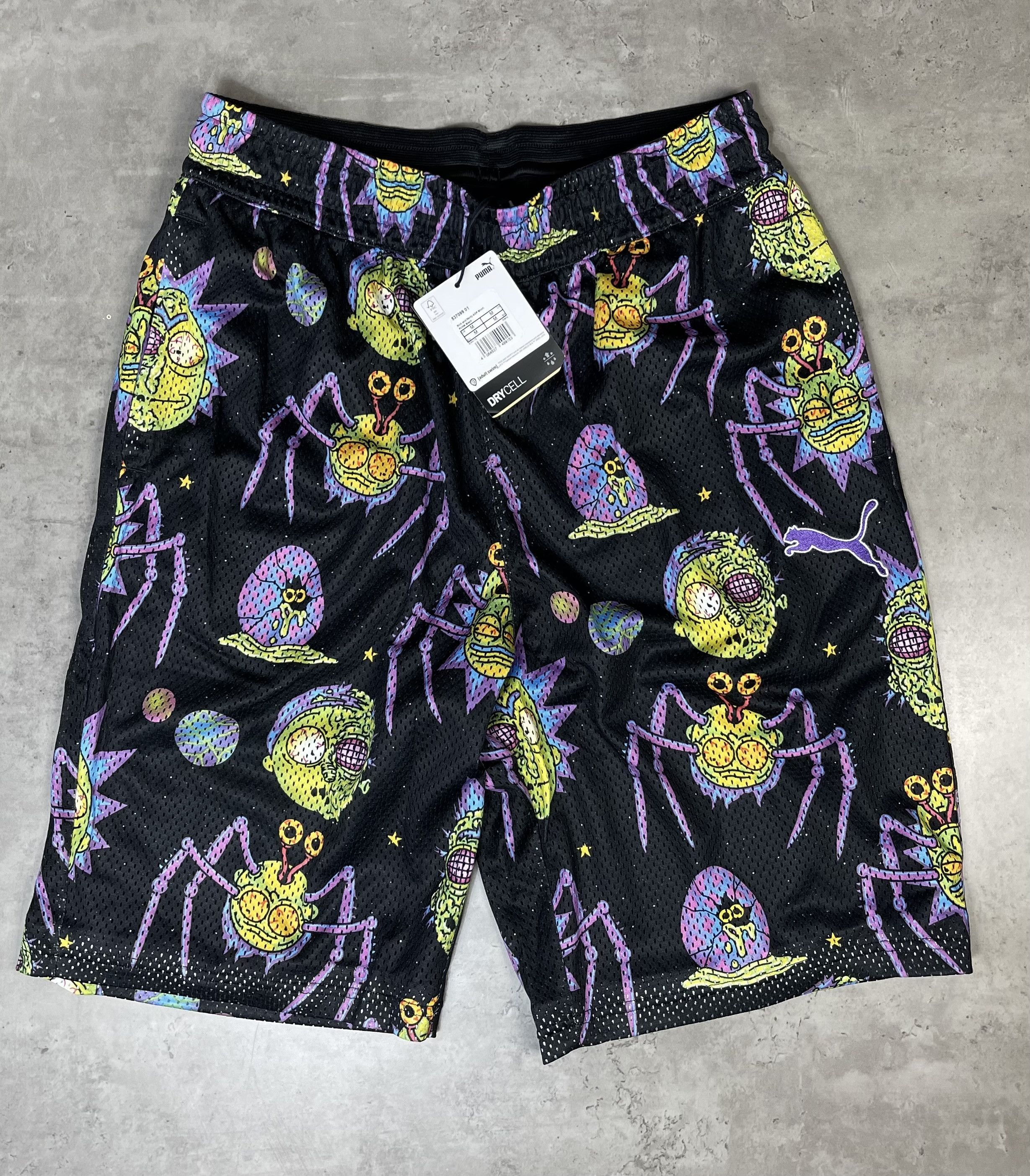 image of Puma X Rick And Morty Lamelo Basketball Drycell Shorts in Black, Men's (Size 32)