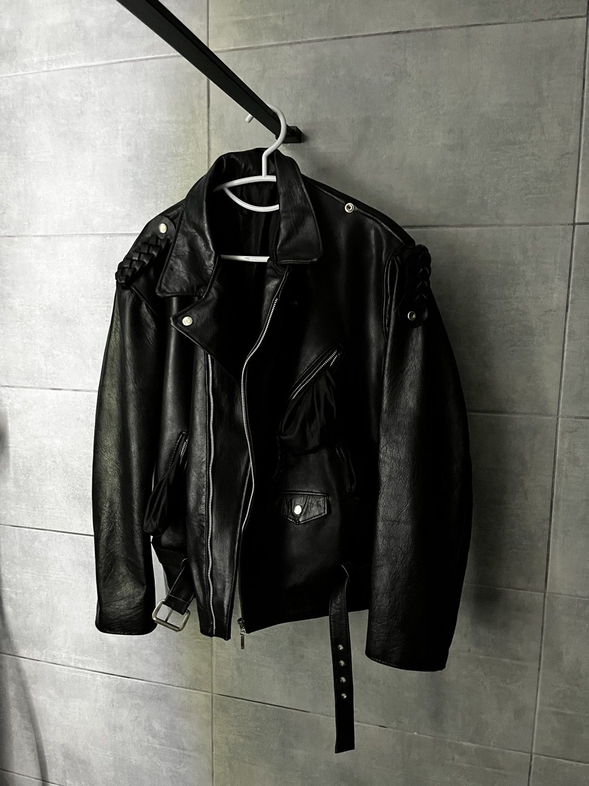 Leather Rare Vintage 80s Leather Biker Jacket England Punk Style Size US L / EU 52-54 / 3 - 3 Thumbnail