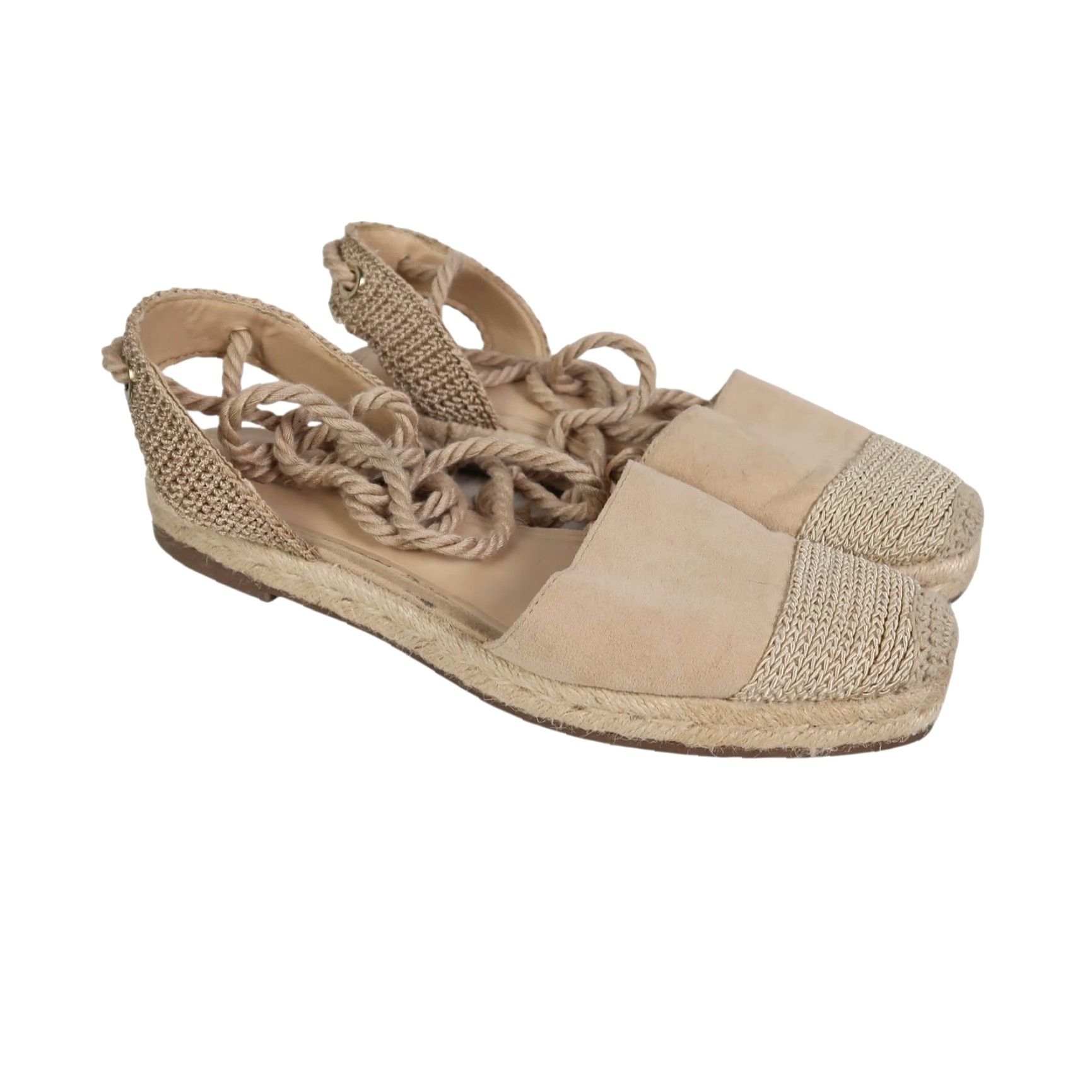 Zara ZARA Flat Women Espadrille Woven Lace-Up Rope Strap Cream Tan Linen 7 Womens Spring Summer Casual Flat Size US 7 / IT 37 - 4 Thumbnail