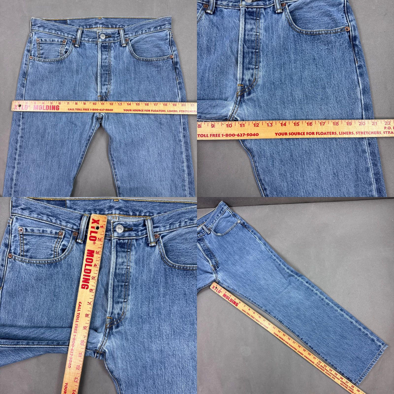 Levi's Levis 501 Jeans Mens 32x30 Blue Button Fly Denim Pants Thrashed Work Distressed Jeans Regular Levi's 501 Model Mexico Vintage No Size US 32 / EU 48 - 9 Thumbnail