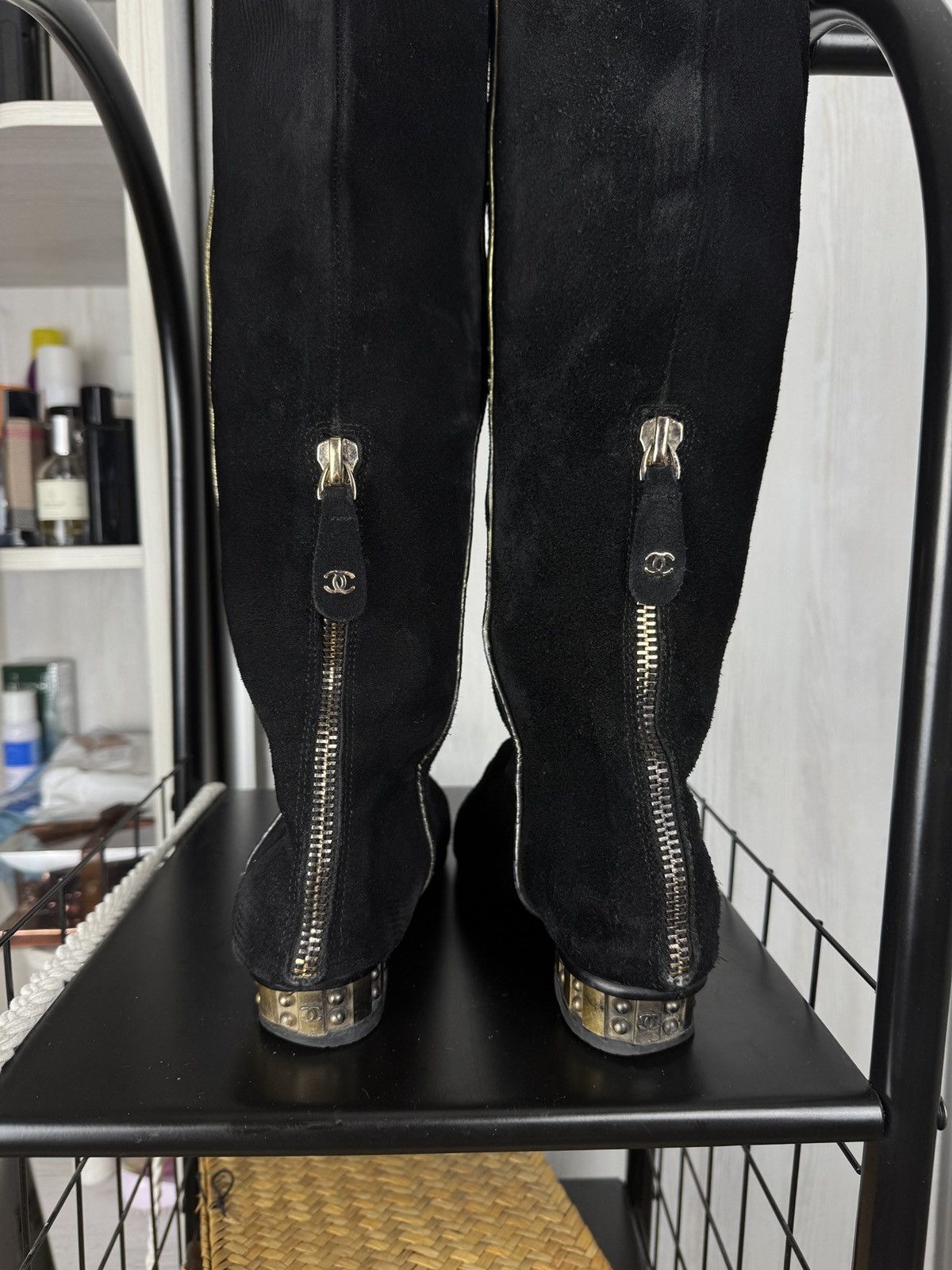 Chanel Chanel Archive Suede 90s 00s CC Logo Zipper Knee-High Boots Size US 8 / IT 38 - 7 Thumbnail