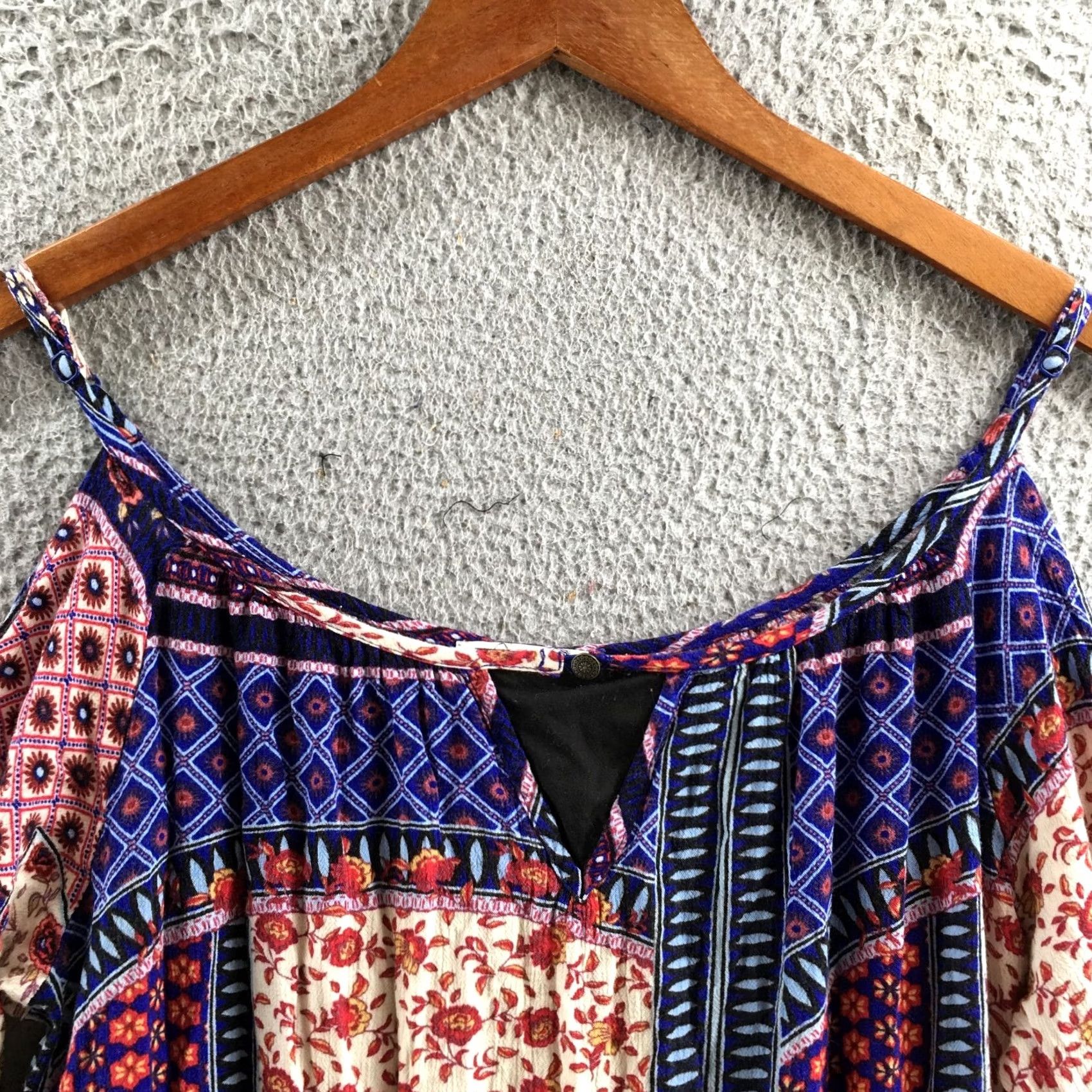 American Eagle Outfitters American Eagle Outfitters Boho Cold Shoulder Dress Womens L Patchwork Floral Peasant Style Dress Short Multicolor 90s? Size L / US 10 / IT 46 - 3 Thumbnail