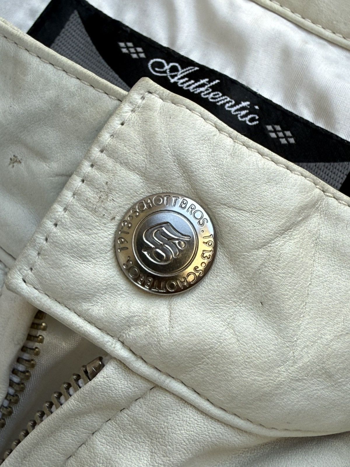 Schott SCHOTT White Leather "Made in USA" RARE Jacket Size US M / EU 48-50 / 2 - 4 Thumbnail
