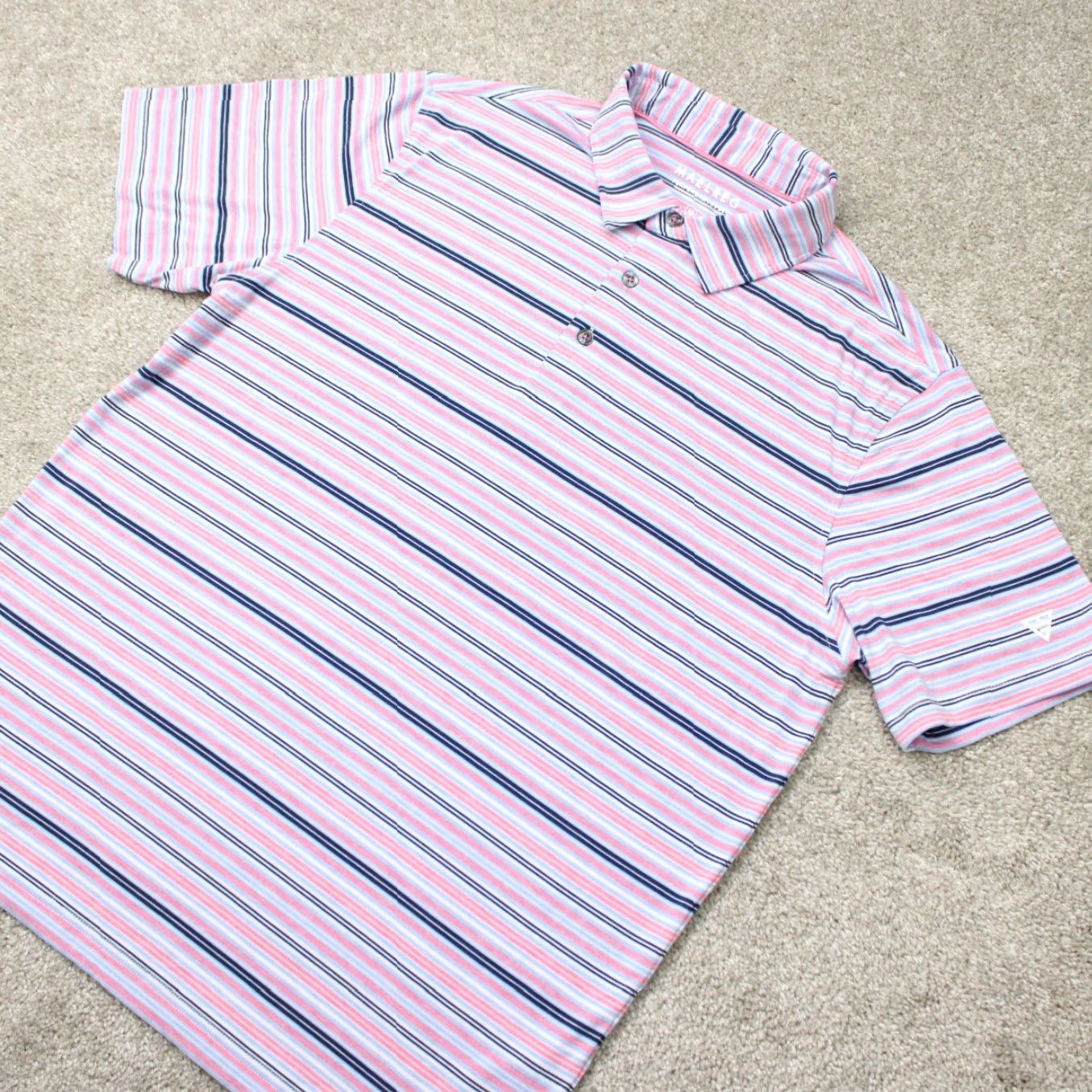 Vintage Maelreg Polo Shirt Mens Medium Pink/Blue Performance Golf Poly/Rayon Stretch S/S Size US M / EU 48-50 / 2 - 3 Thumbnail