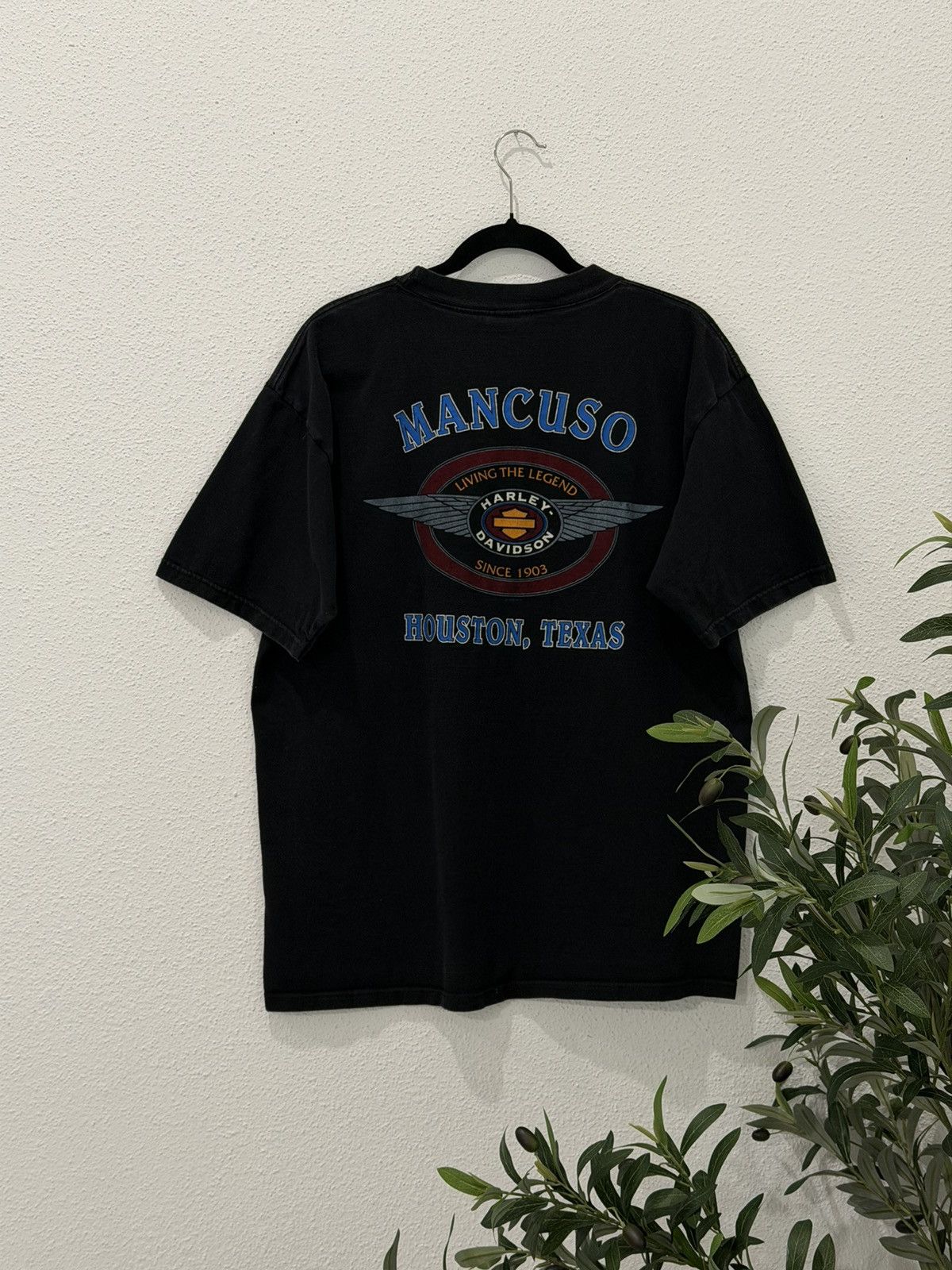 Harley Davidson Vintage 90s Harley-Davidson Checkered Flag 1998 Houston, TX Size US XL / EU 56 / 4 - 3 Thumbnail