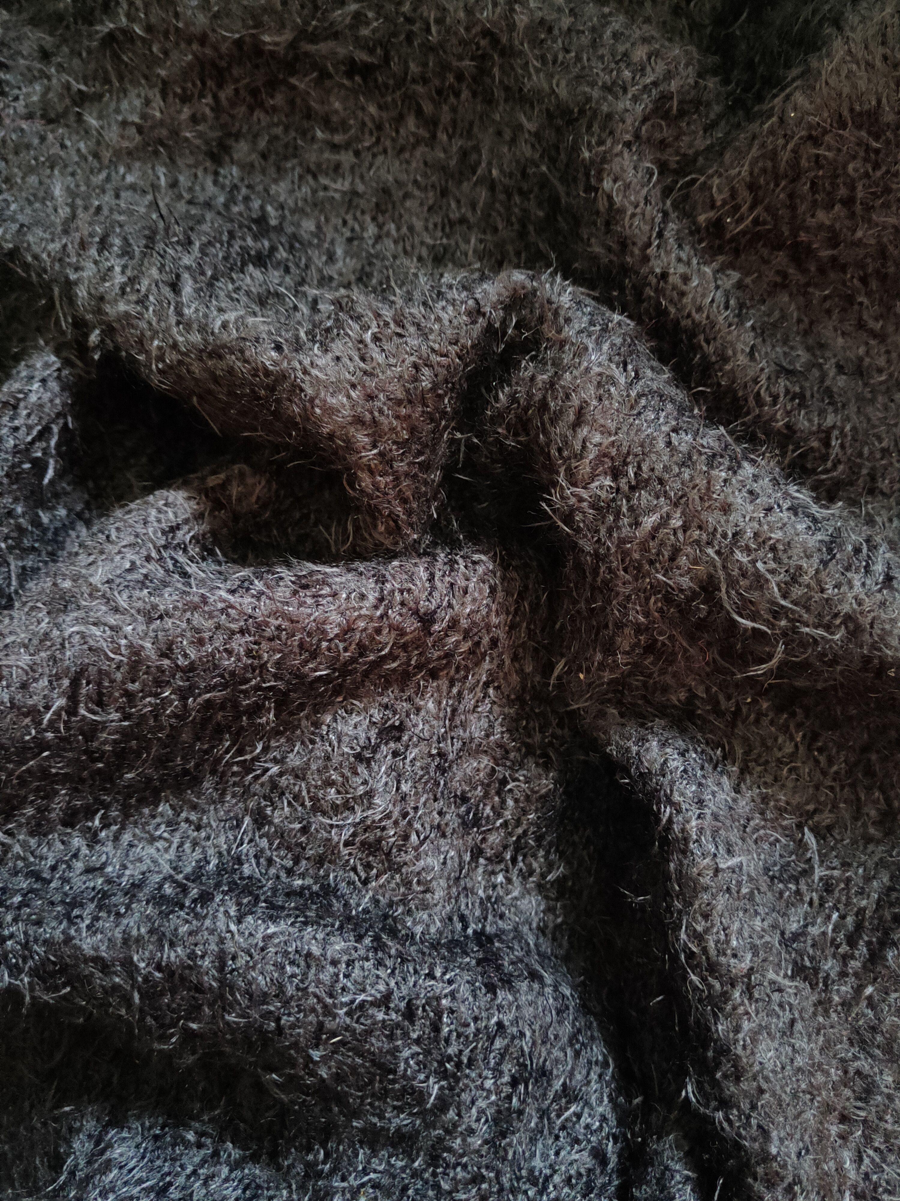 Homespun Knitwear Dialle&Laisenn Black Shag Shaggy Fur Mohair Knitwear #S2193 Size L / US 10 / IT 46 - 11 Thumbnail