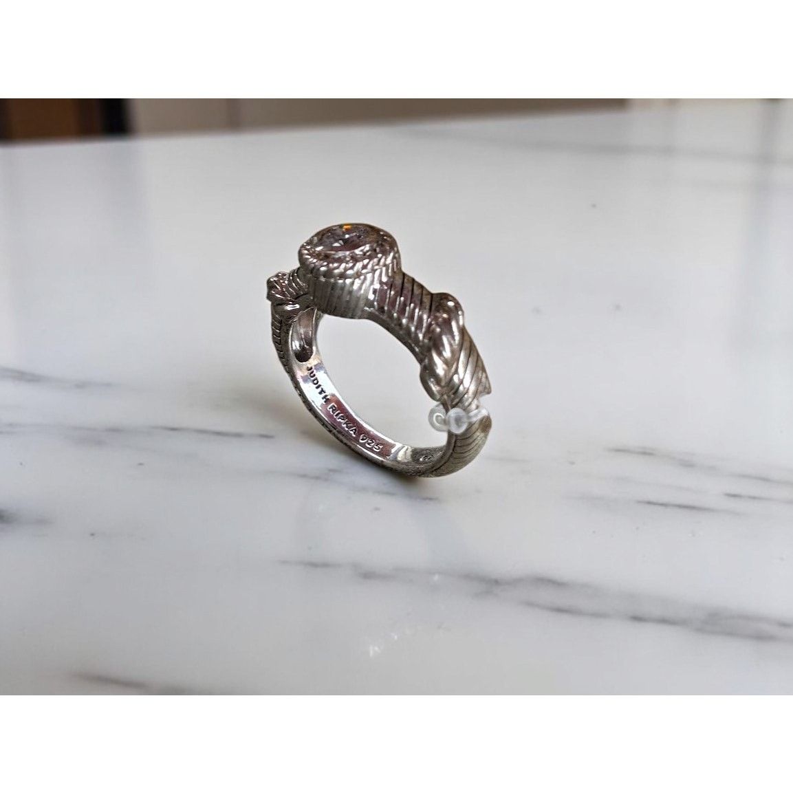 Other Judith Ripka Sterling Silver Rope Band Ring w/ CZ Center EUC Size ONE SIZE - 2 Thumbnail