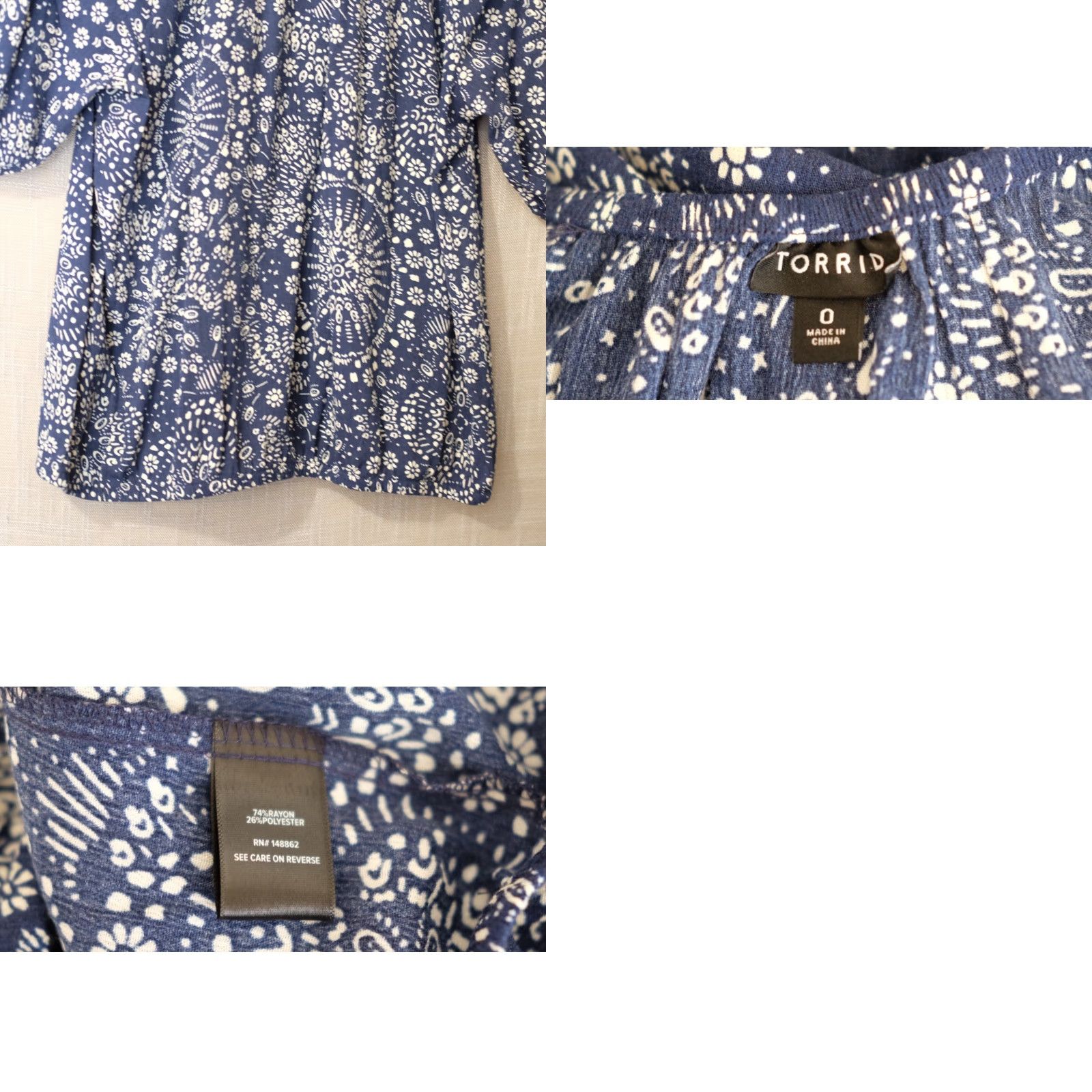 Torrid Nwot! Torrid Navy/White Floral Tunic Blouse Stretch Lightweight Womens 0 #H99-81 Size XS / US 0-2 / IT 36-38 - 8 Thumbnail