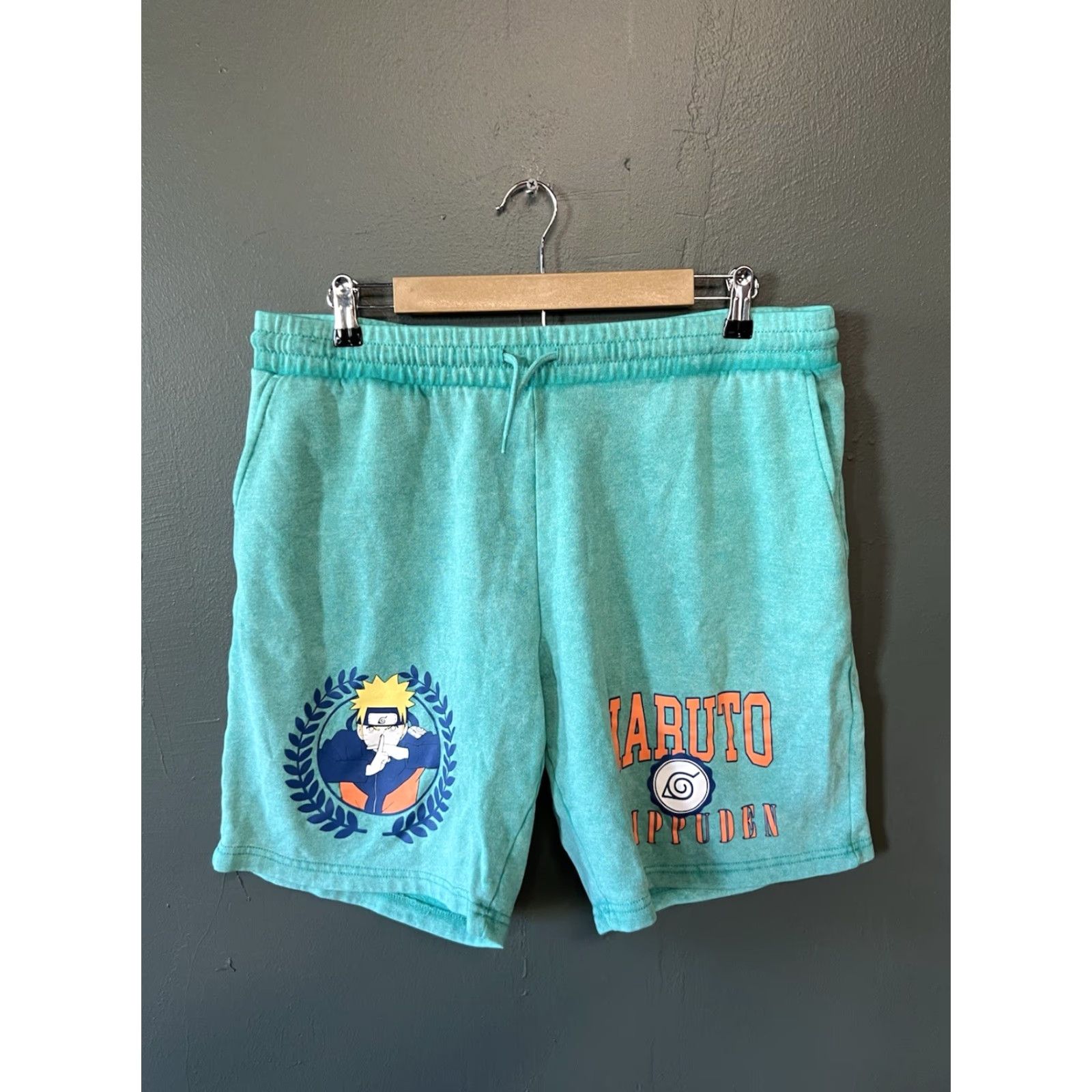 Vintage Naruto Mens Blue Cotton Shorts Sweat w/ Drawstring L Size Shorts Size US 33 - 2 Thumbnail
